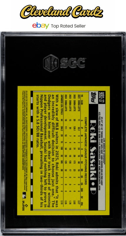2025 Topps #90B2-37 Roki Sasaki '90 Design SGC 9.5