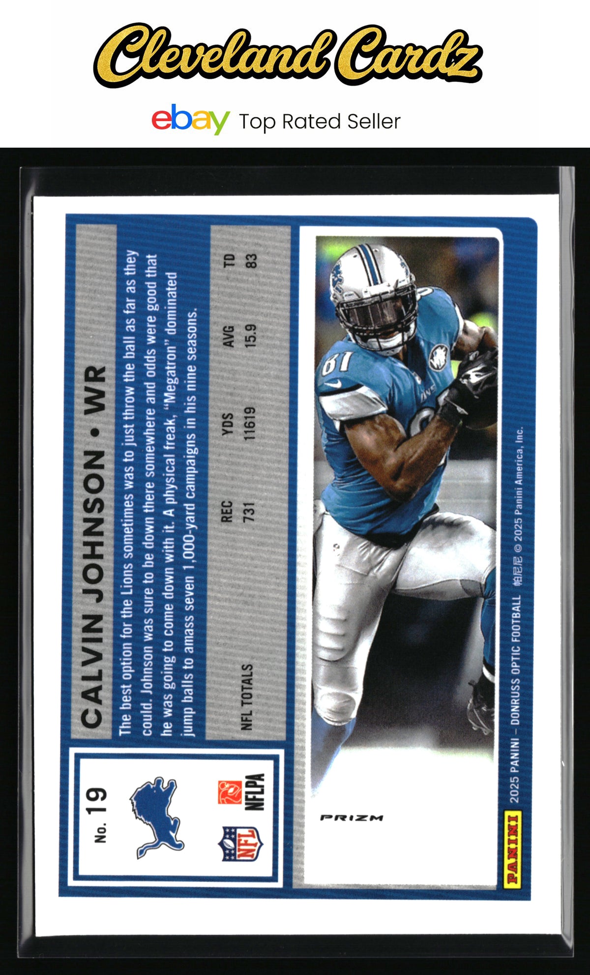 2025 Donruss Optic #19 Calvin Johnson Silver Prizm