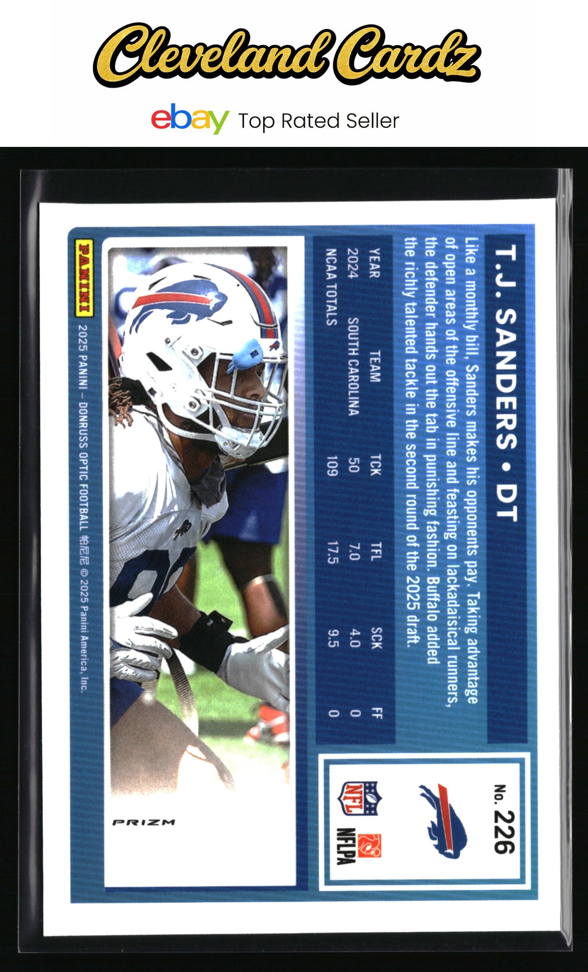 2025 Donruss Optic #226 T.J. Sanders Purple Scope