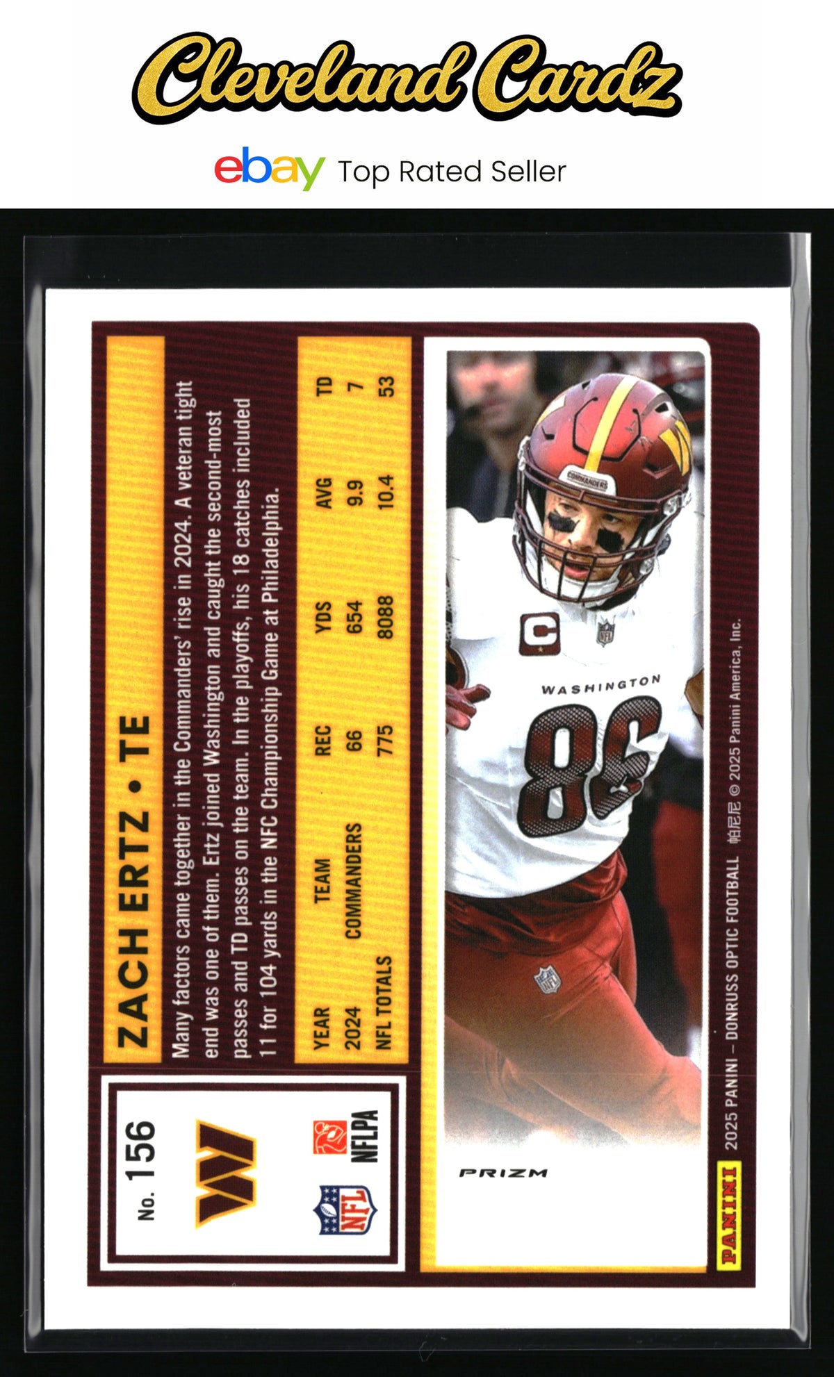 2025 Donruss Optic #156 Zach Ertz Silver Prizm