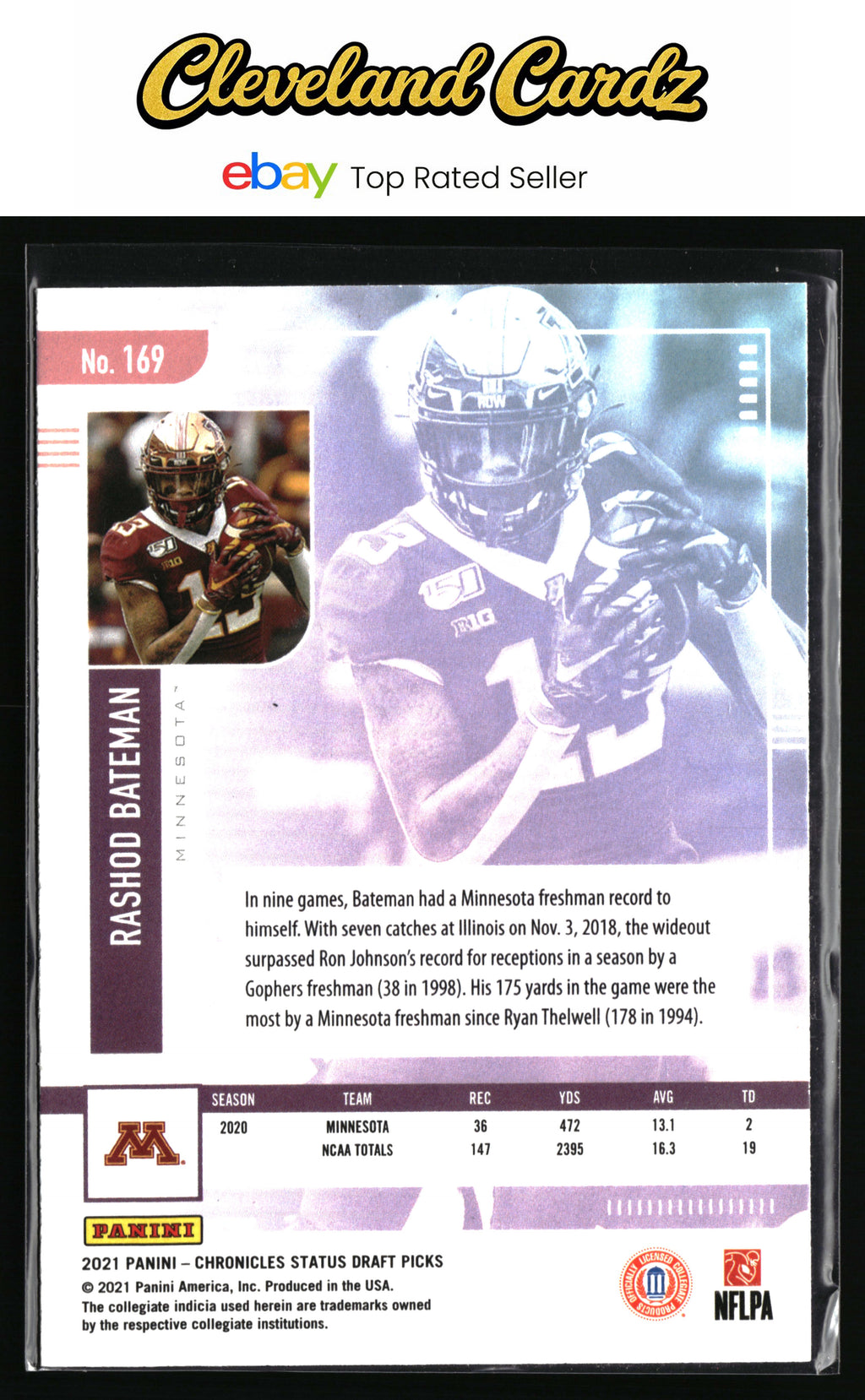 2021 Panini Chronicles Draft Picks #169 Rashod Bateman