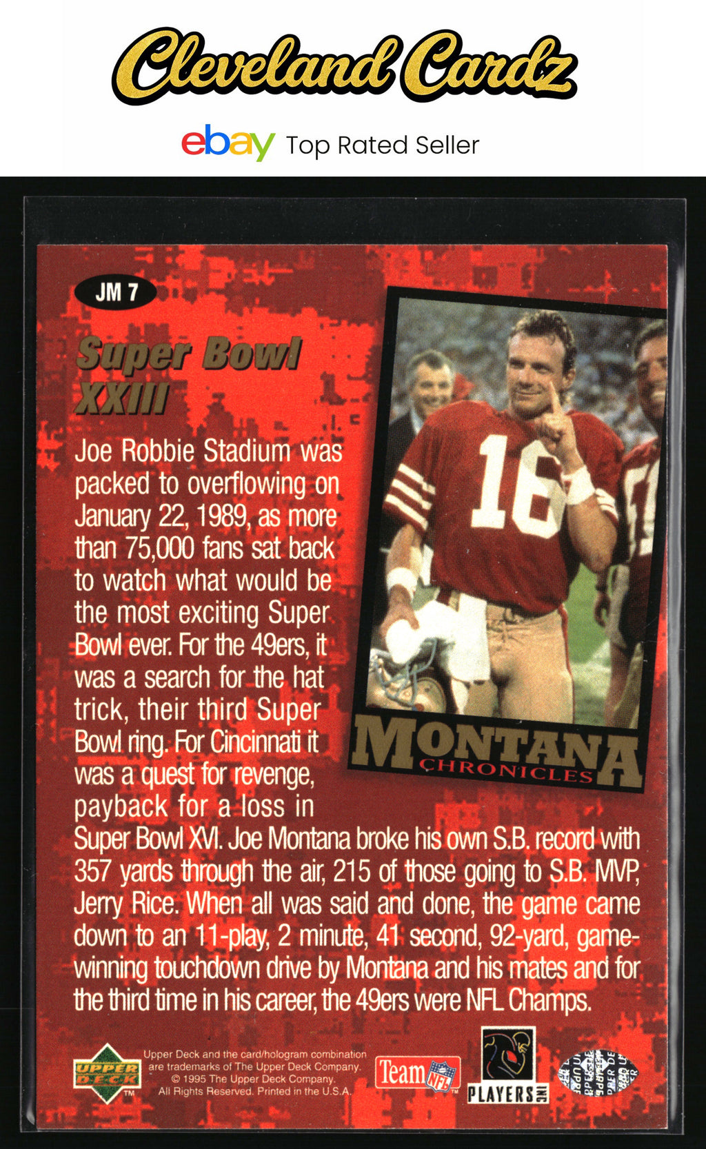 1995 Collector's Choice #JM7 Joe Montana Montana Chronicles