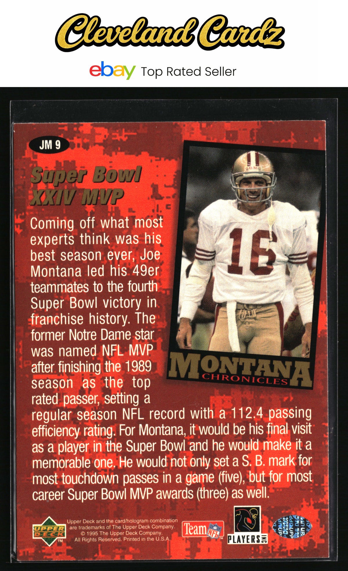 1995 Collector's Choice #JM9 Joe Montana Montana Chronicles