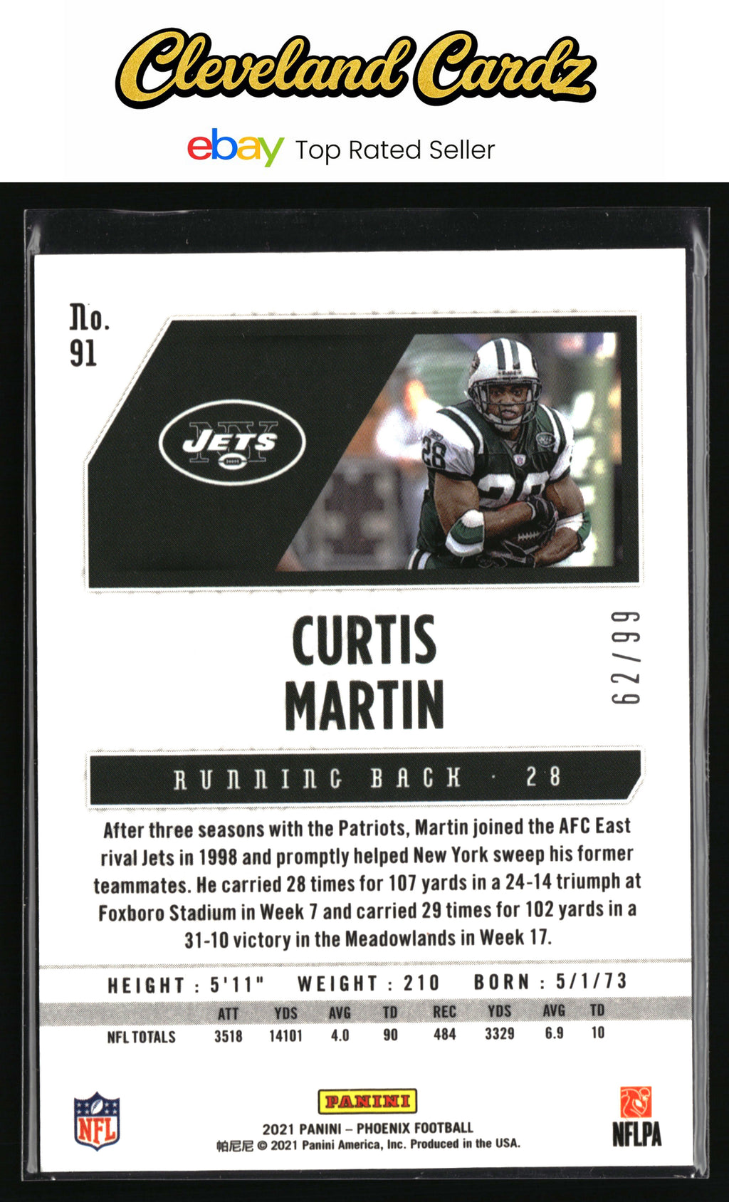 2021 Panini Phoenix #91 Curtis Martin Orange #/99