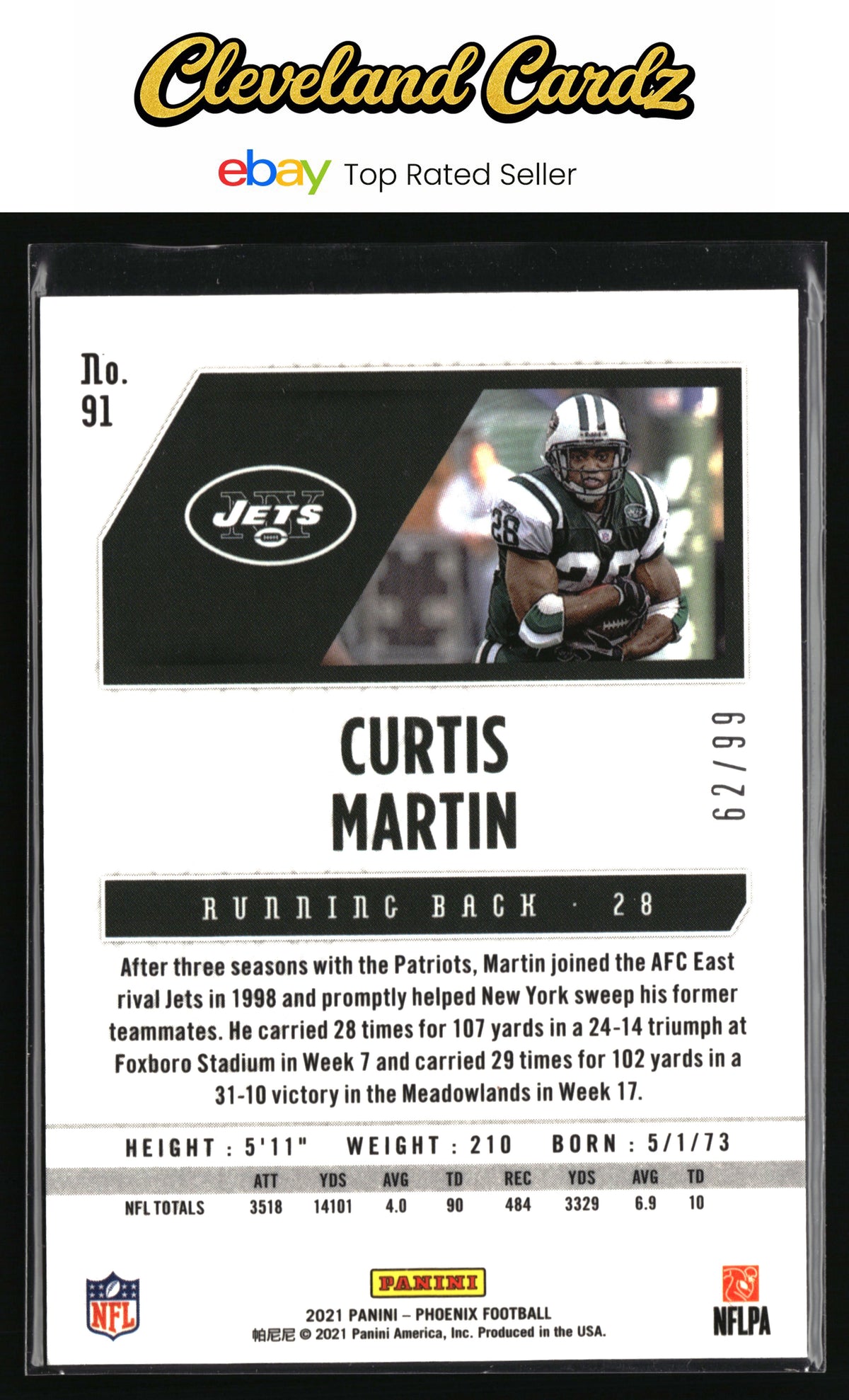 2021 Panini Phoenix #91 Curtis Martin Orange #/99