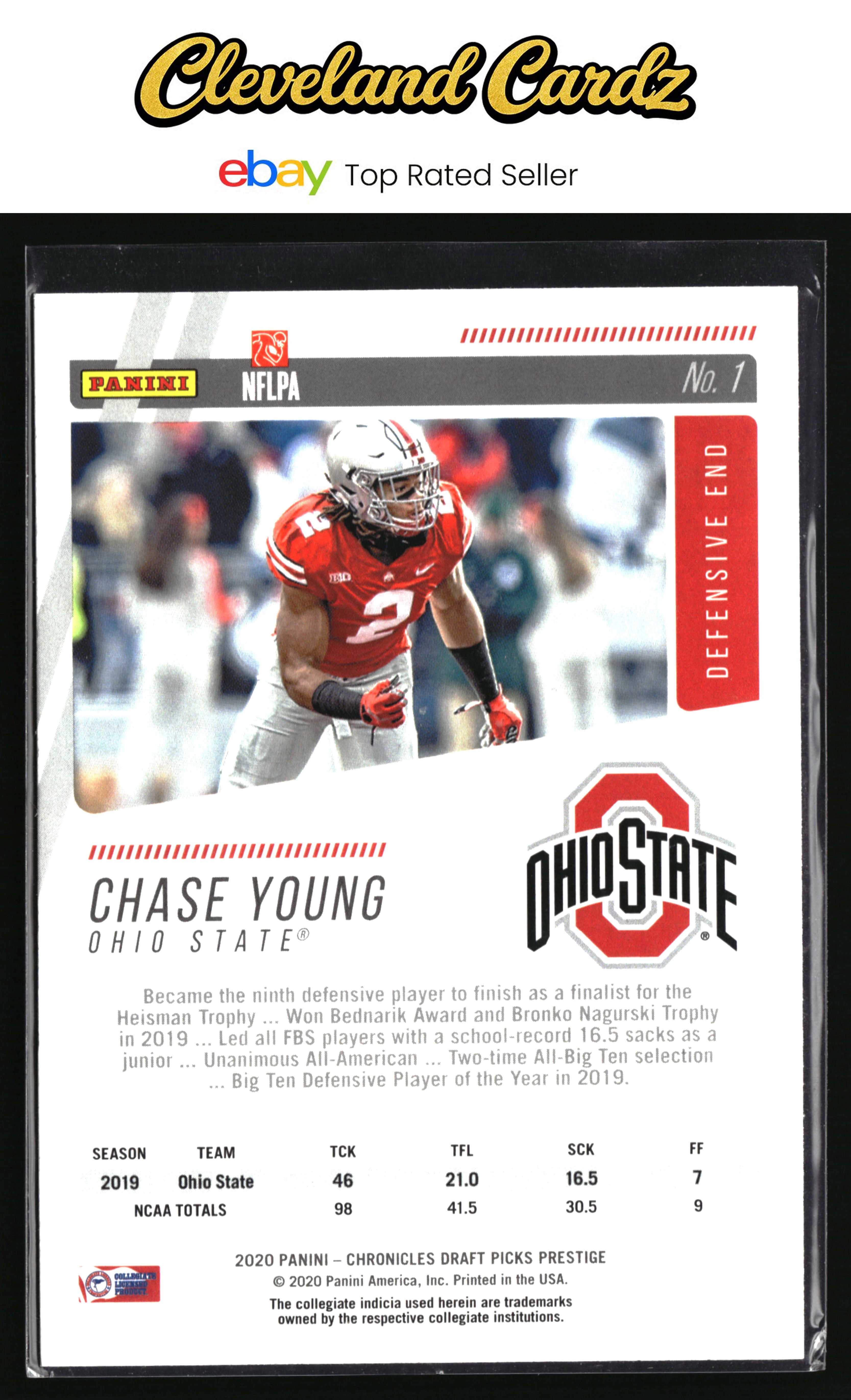 2020 Panini Chronicles Draft Picks #1 Chase Young Prestige Draft Picks