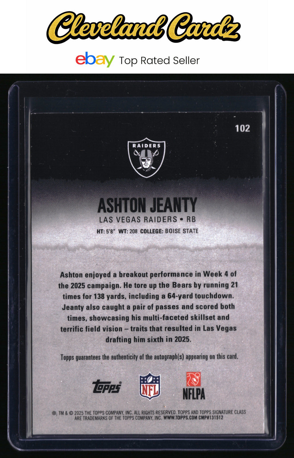 2025 Topps Signature Class #102 Ashton Jeanty Autographs
