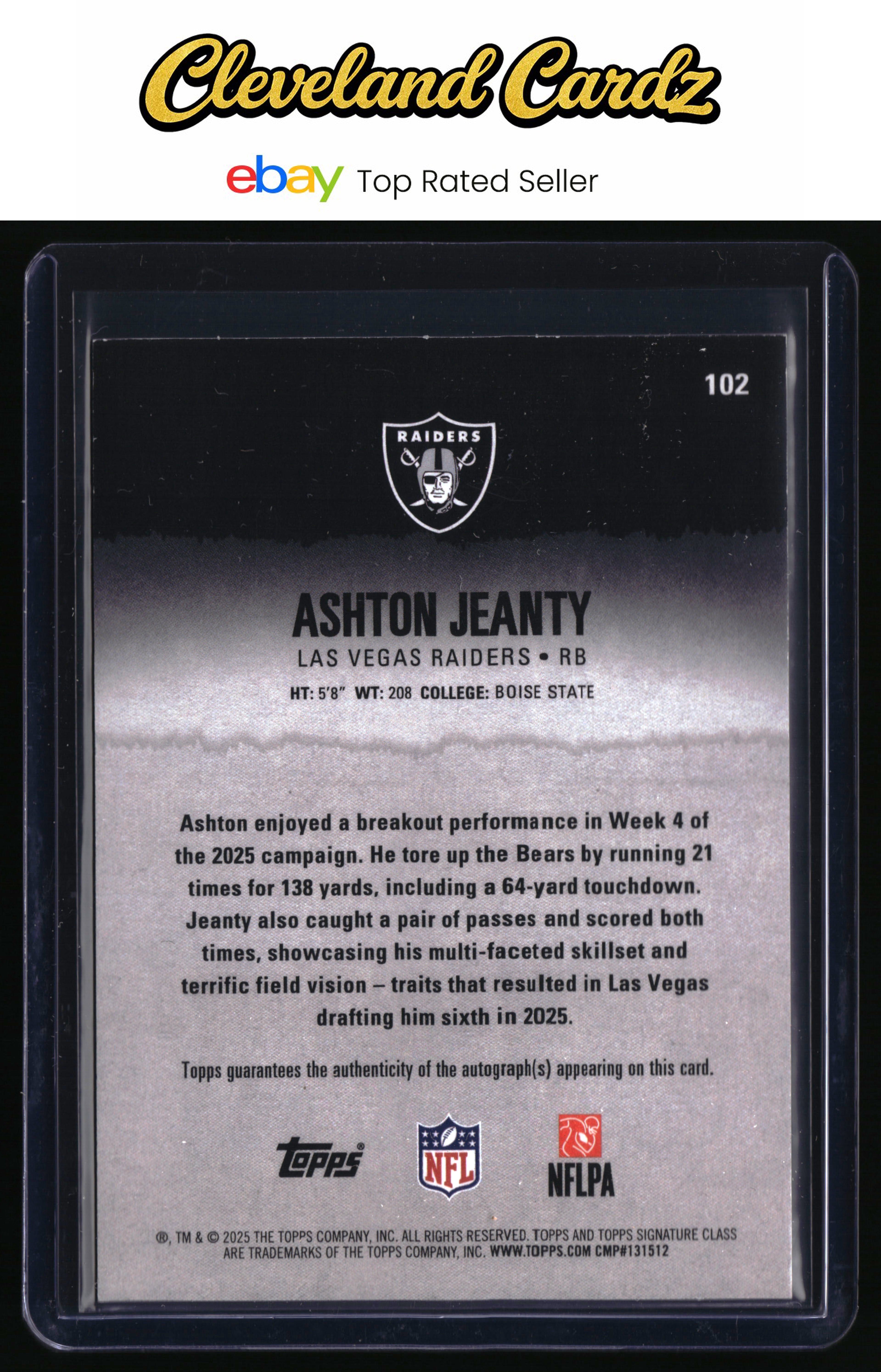 2025 Topps Signature Class #102 Ashton Jeanty Autographs