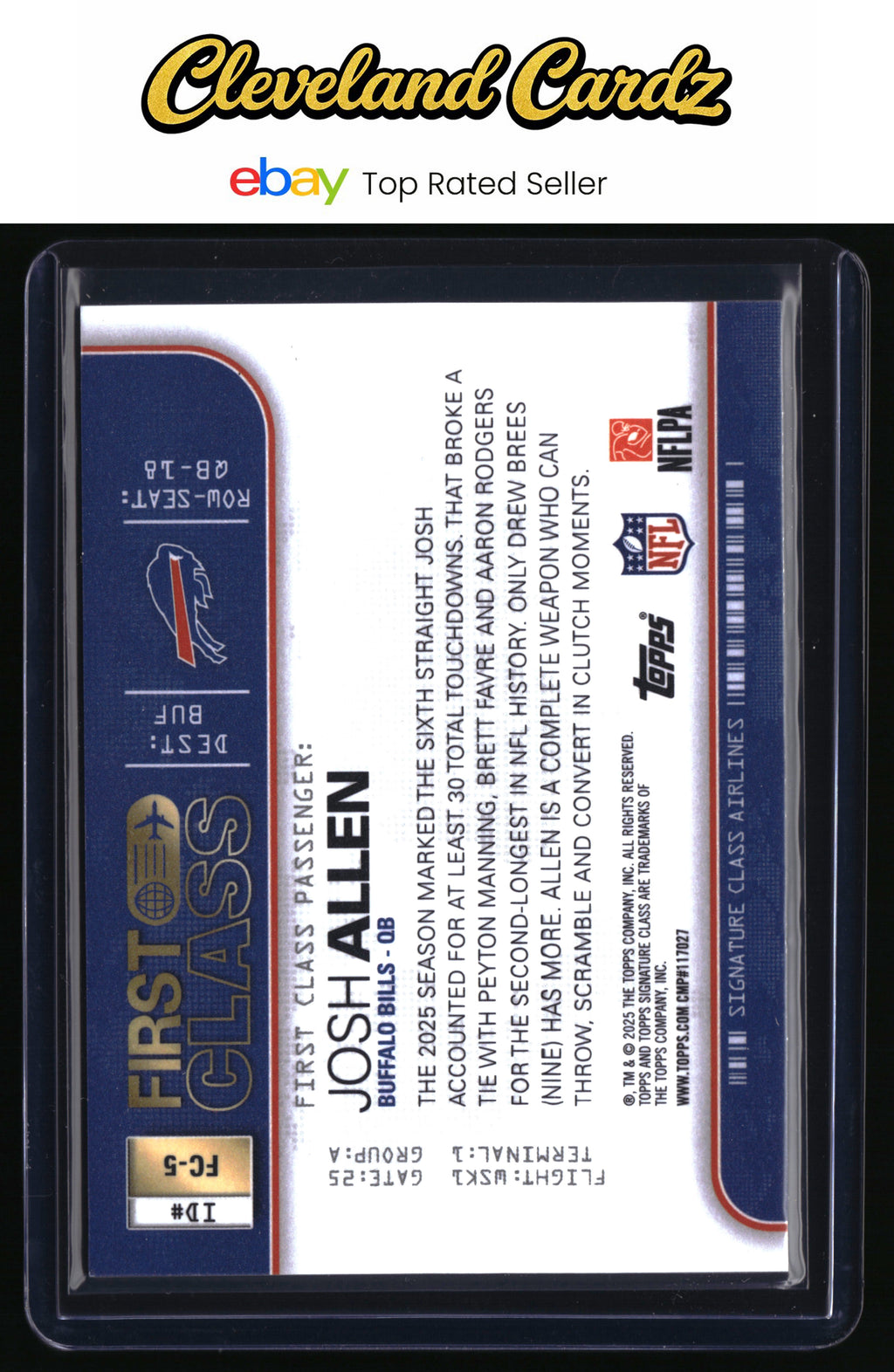 2025 Topps Signature Class #FC-5 Josh Allen First Class