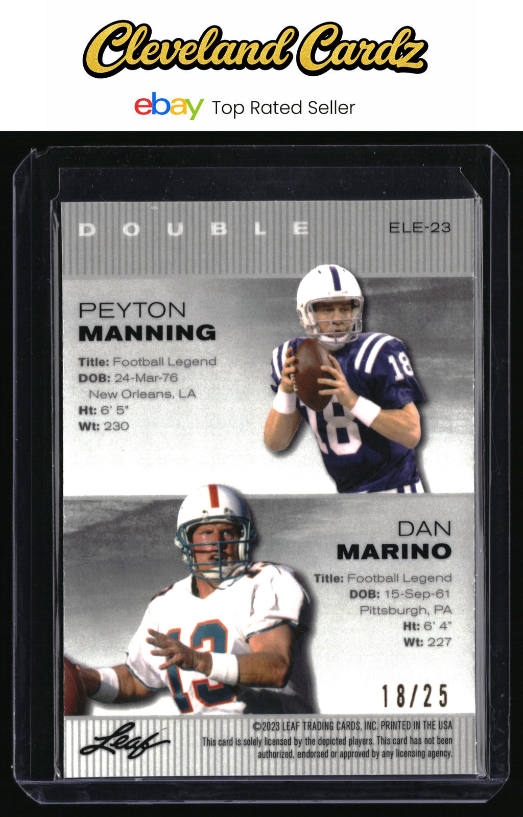 2023 Leaf Special Release ELE #ELE-23 Marino/Manning Jersey # MATCH Wave #/25