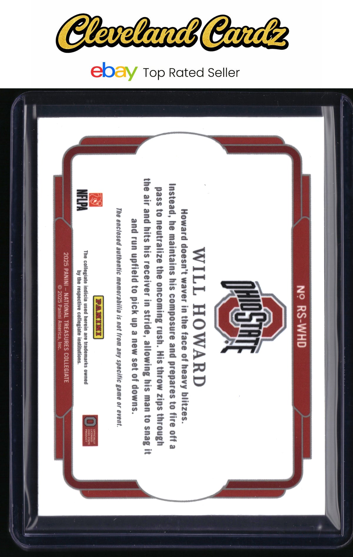 2025 Panini NT Collegiate #RS-WHD Will Howard Rookie Silhouettes #/99
