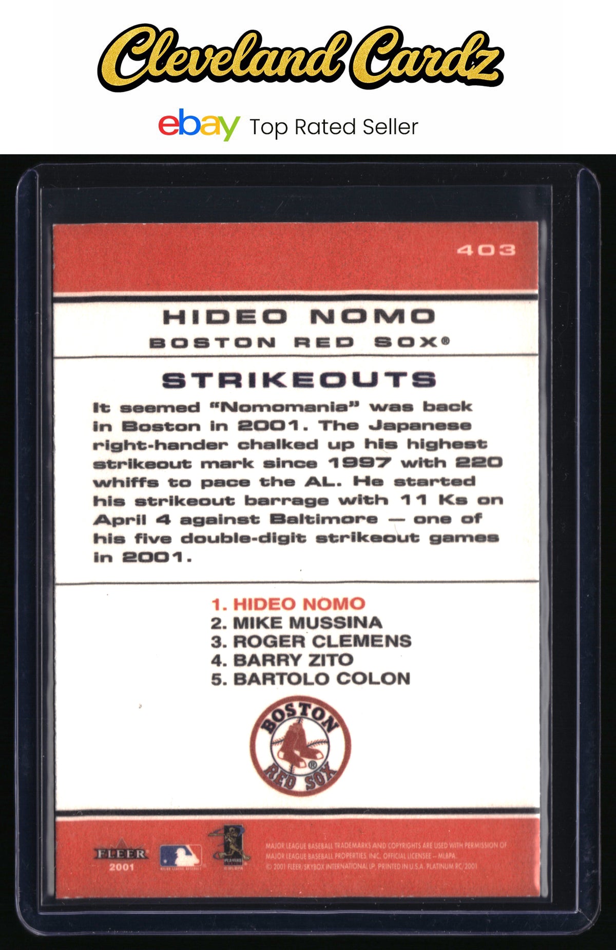 2001 Fleer Platinum #403 Hideo Nomo