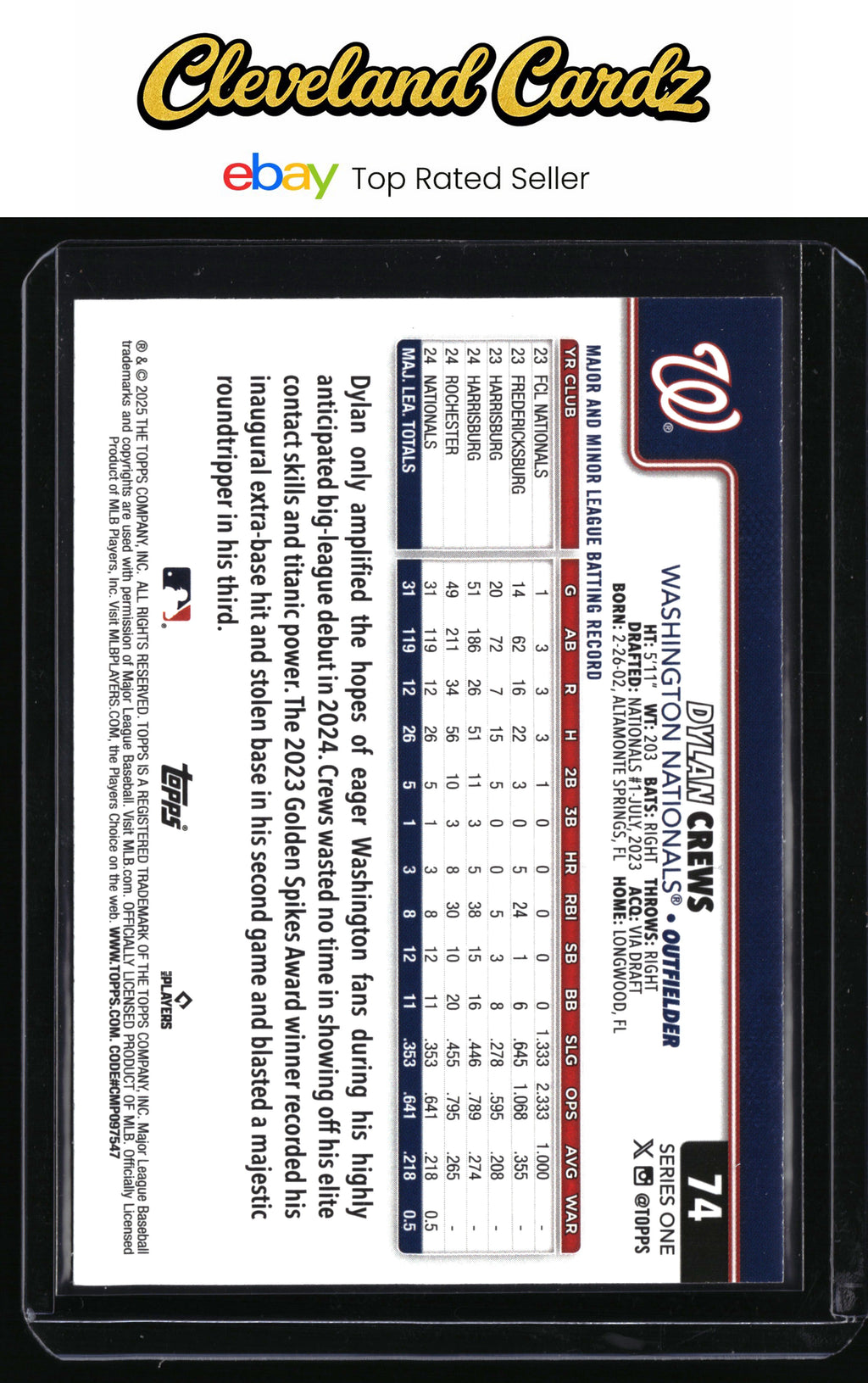 2025 Topps #74 Dylan Crews