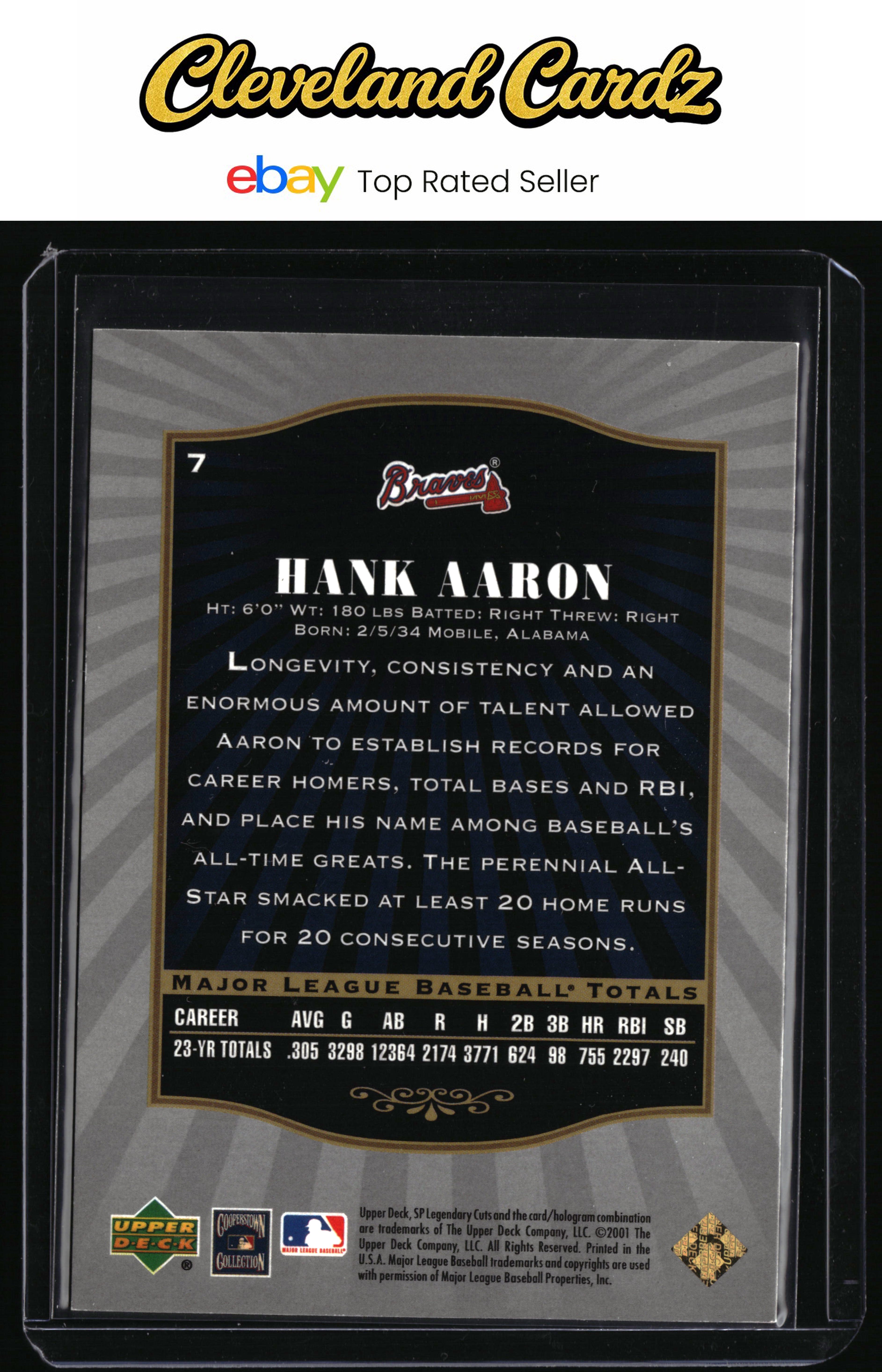 2001 SP Legendary Cuts #7 Hank Aaron