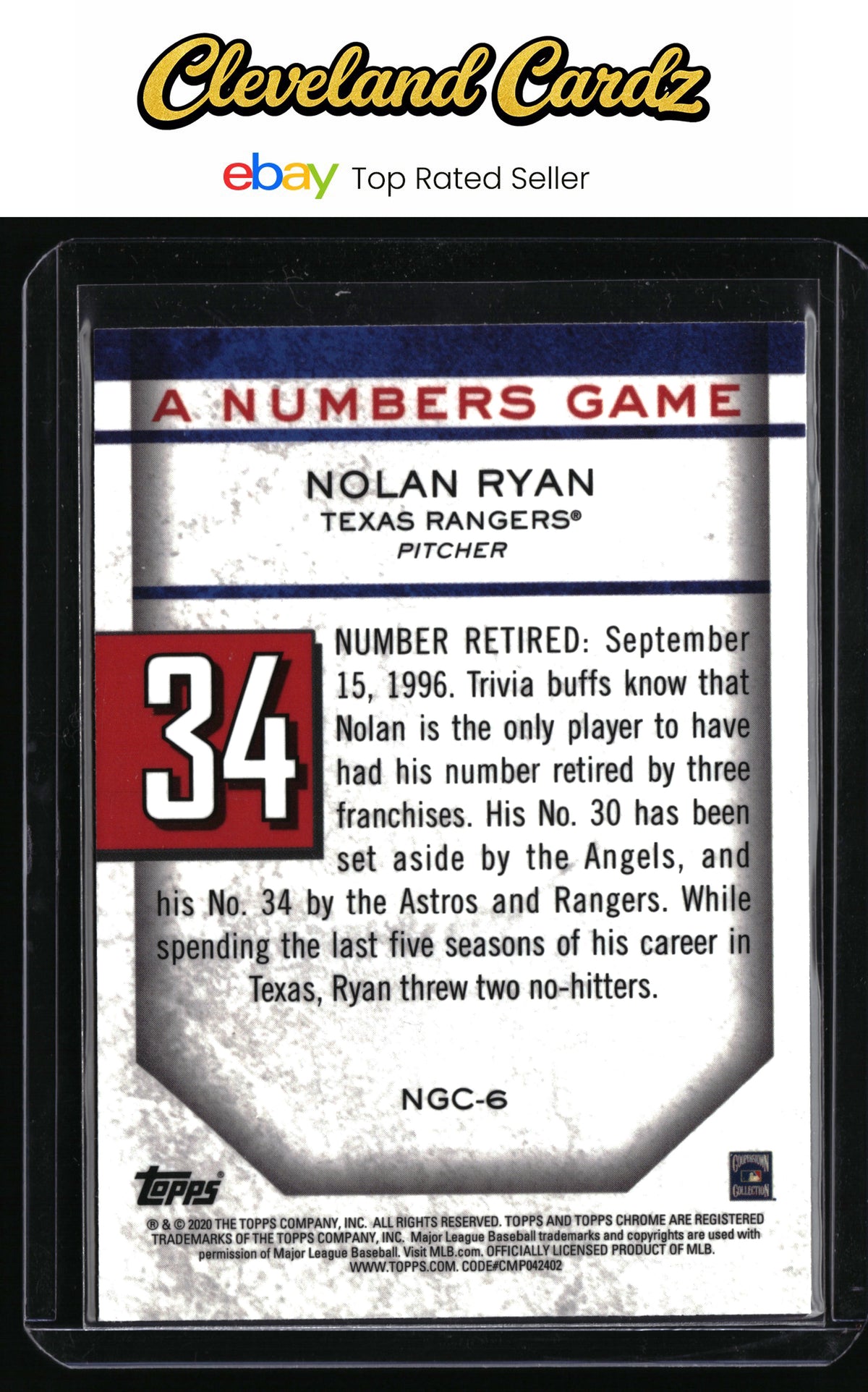 2020 Topps Chrome Update #NGC-6 Nolan Ryan A Numbers Game