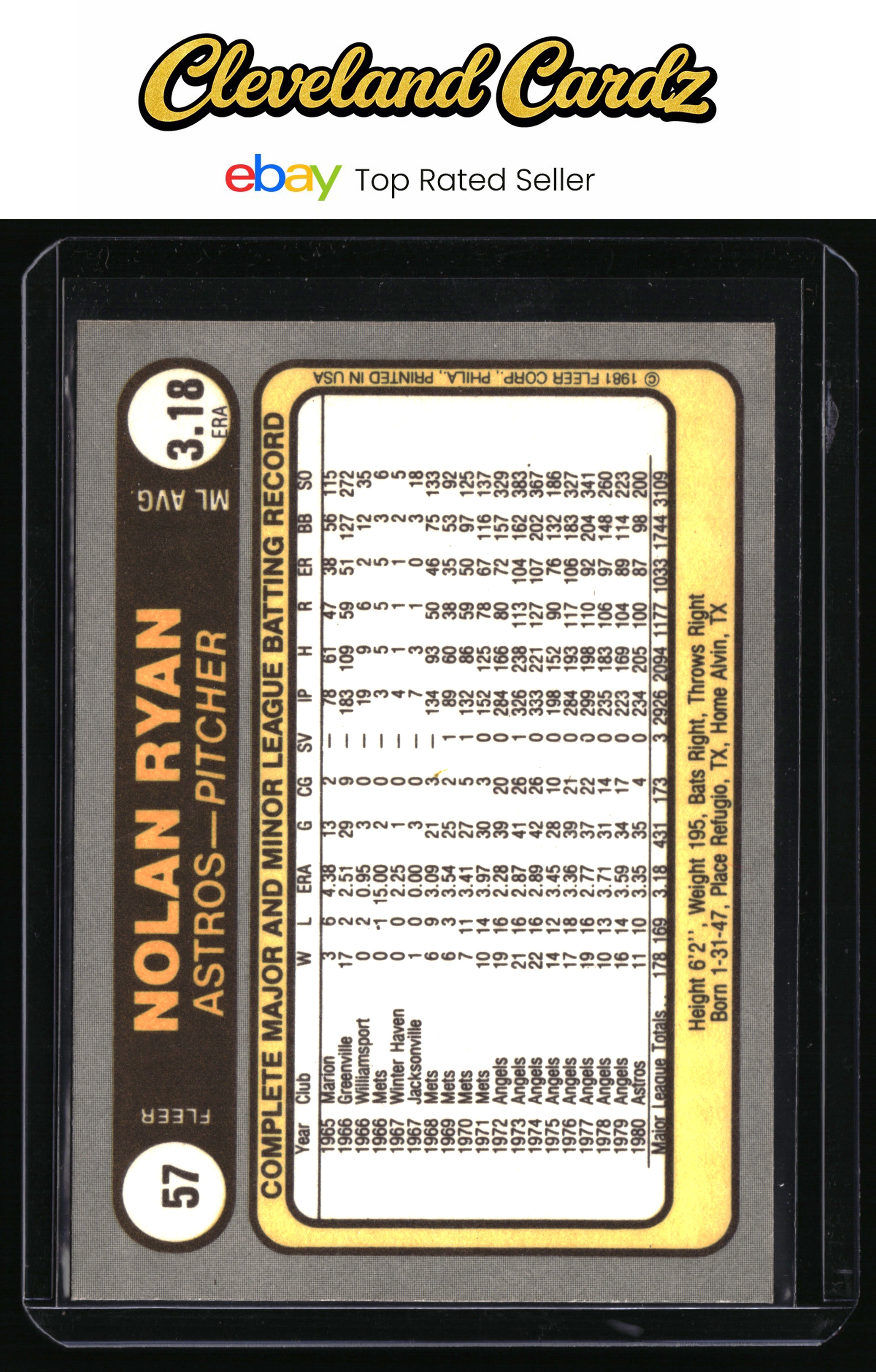 1981 Fleer #57 Nolan Ryan
