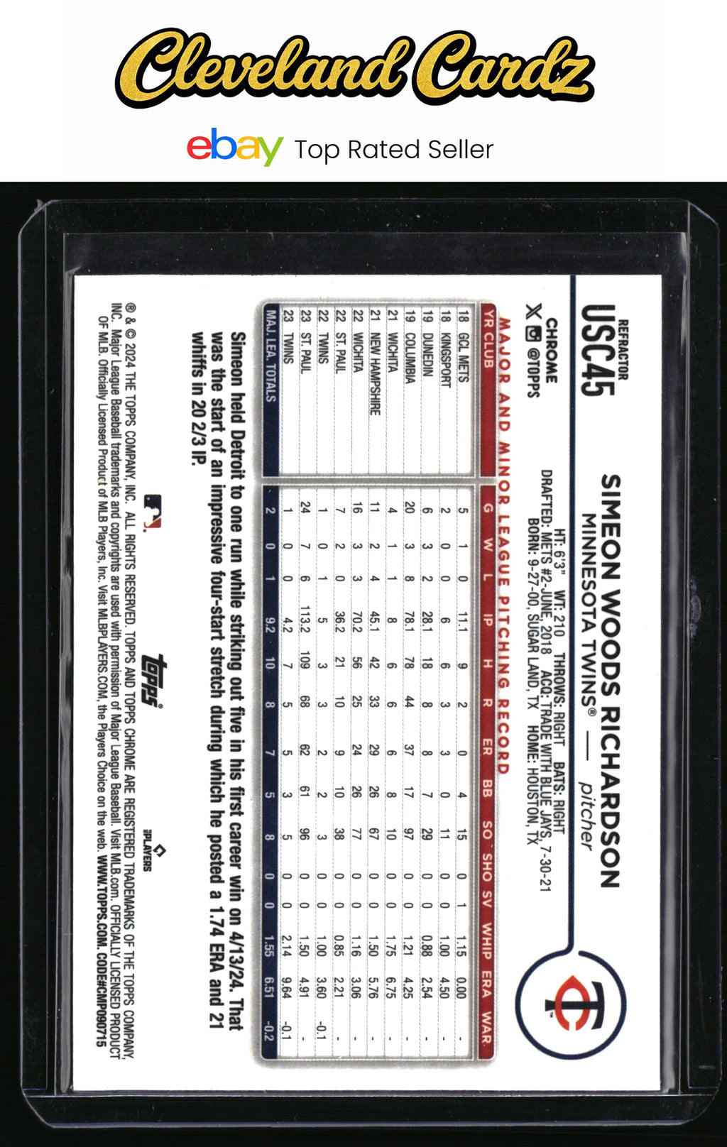 2024 Topps Chrome Update #USC45 Simeon Woods Richardson Refractor