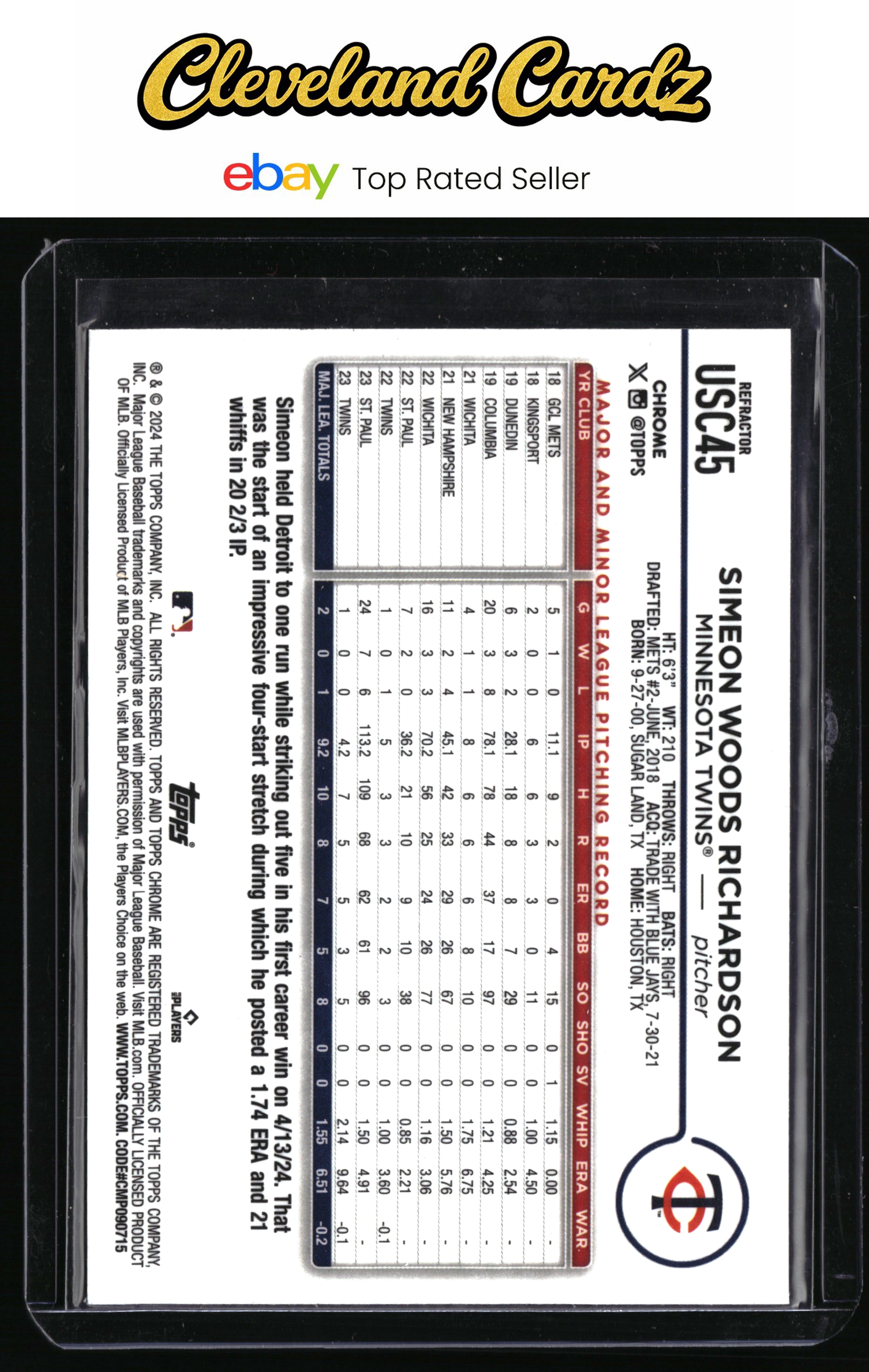 2024 Topps Chrome Update #USC45 Simeon Woods Richardson Refractor