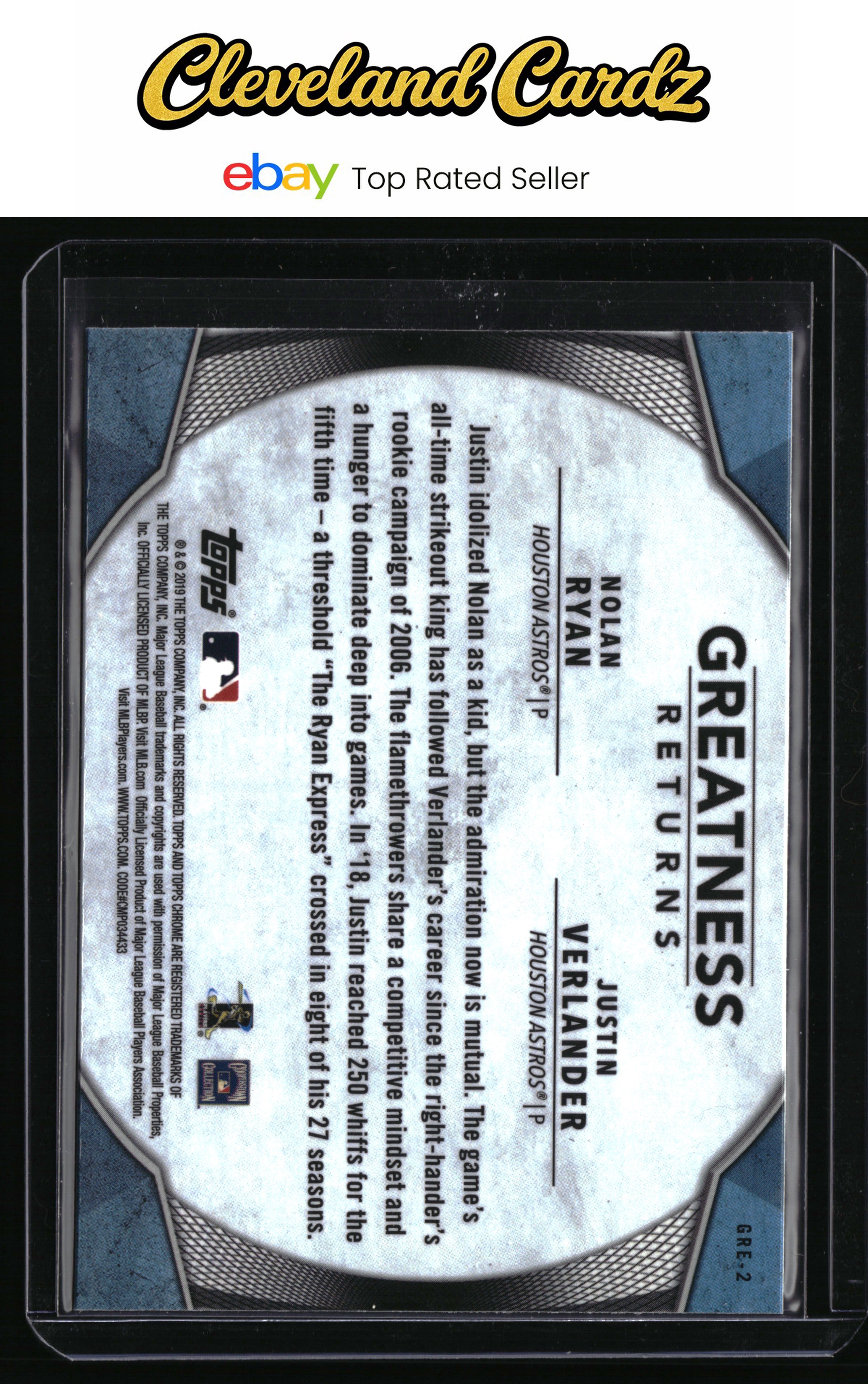 2019 Topps Chrome #GRE-2 Nolan Ryan / Justin Verlander Greatness Returns