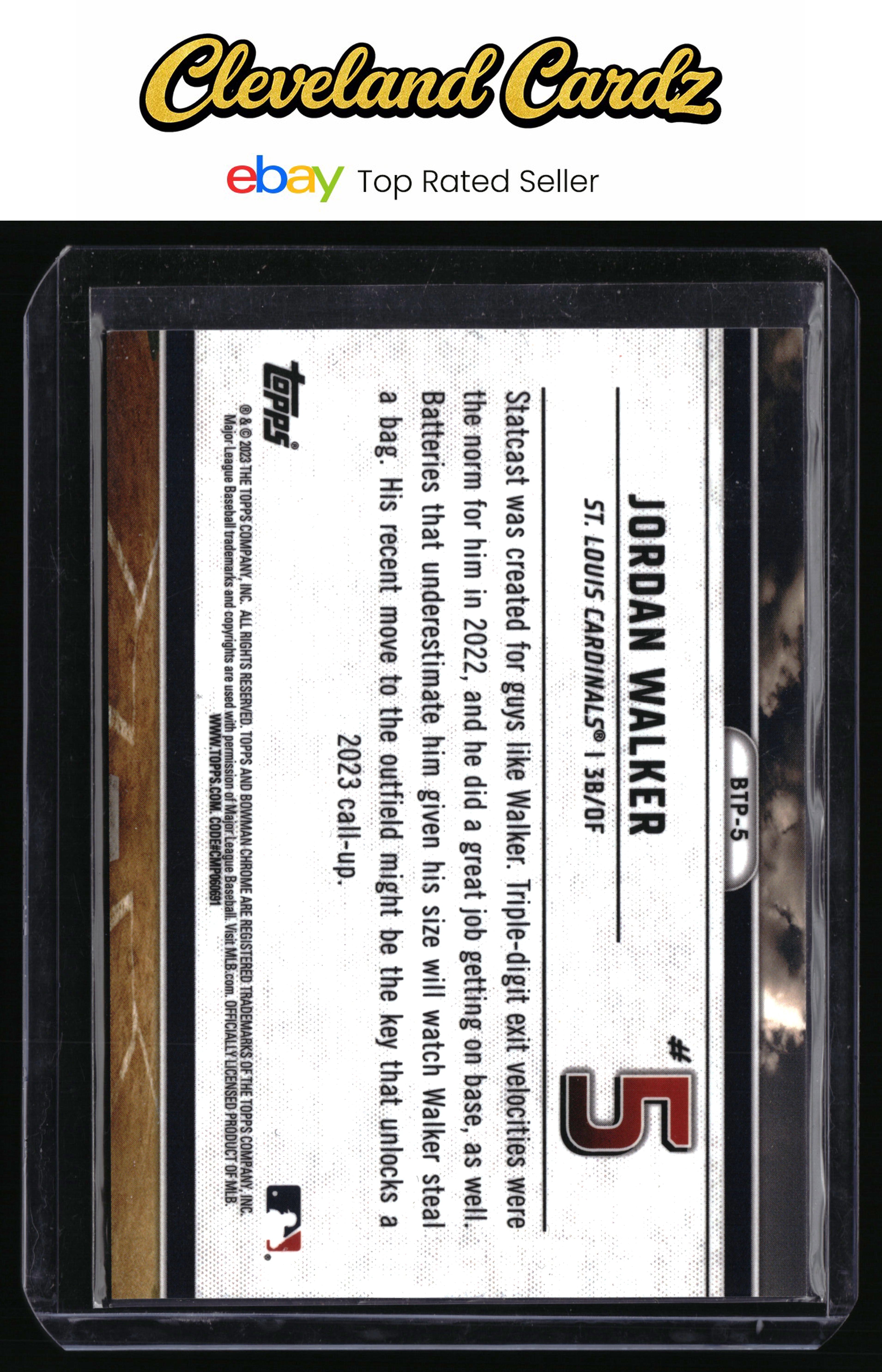2023 Bowman #BTP-5 Jordan Walker Bowman Scouts Top 100 Atomic Refractors #/150
