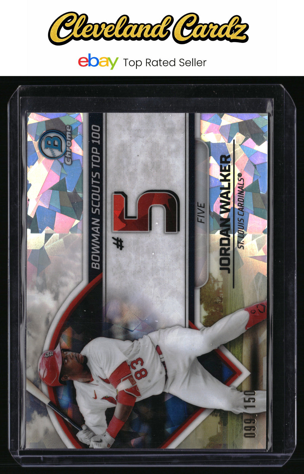 2023 Bowman #BTP-5 Jordan Walker Bowman Scouts Top 100 Atomic Refractors #/150