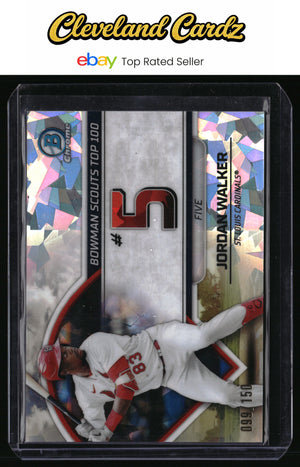 2023 Bowman #BTP-5 Jordan Walker Bowman Scouts Top 100 Atomic Refractors #/150