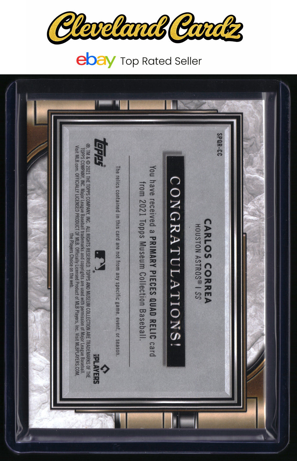 2021 Topps Museum Collection #SPQR-CC Carlos Correa Quad Relics Bronze #/75