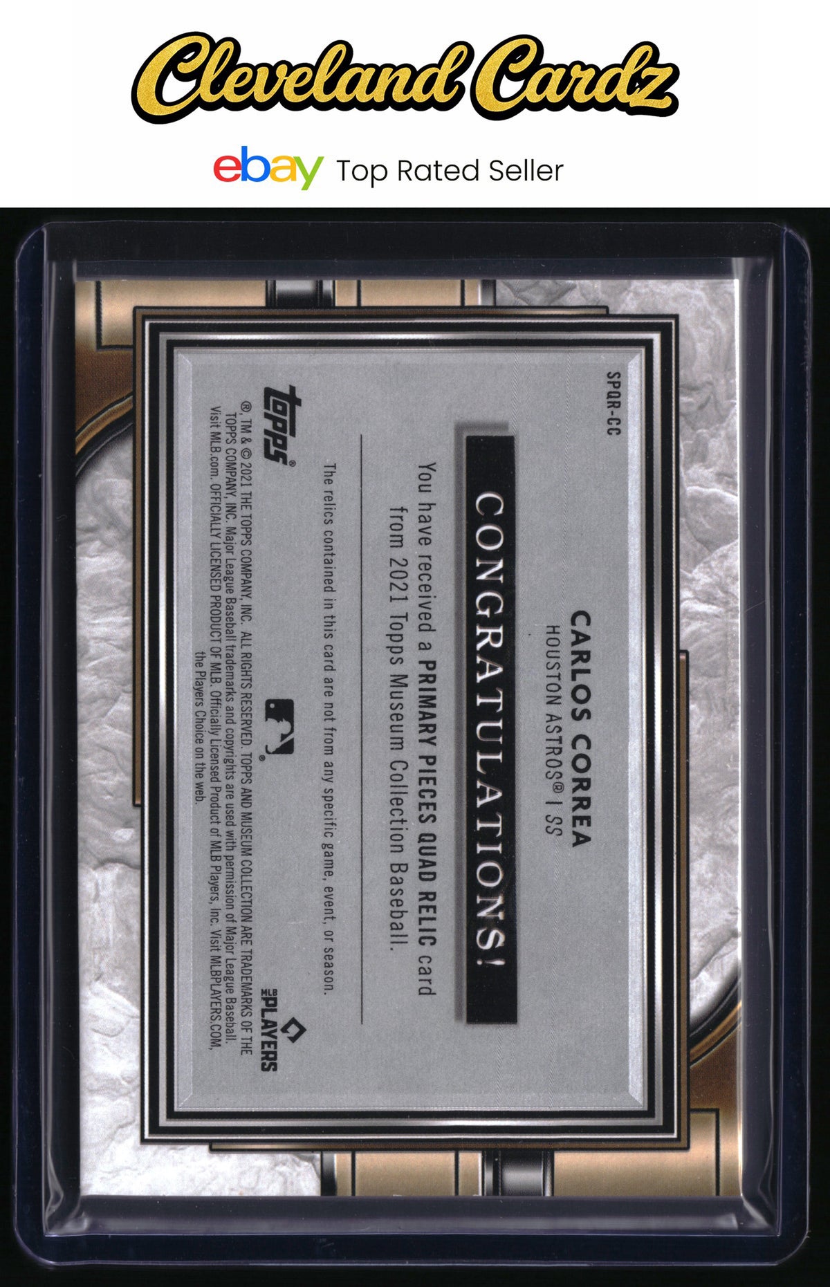 2021 Topps Museum Collection #SPQR-CC Carlos Correa Quad Relics Bronze #/75