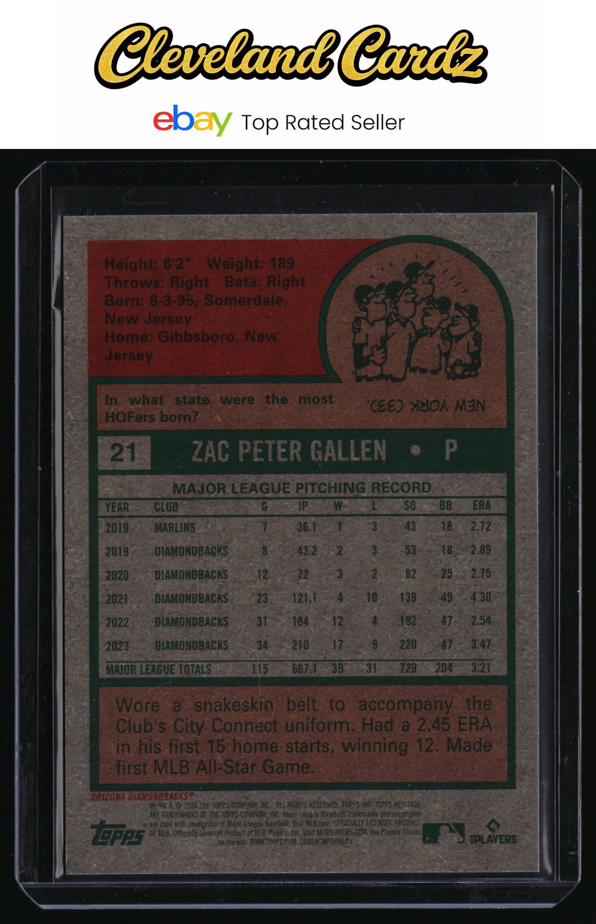 2024 Topps Heritage #21 Zac Gallen Chrome Black Refractor #/75