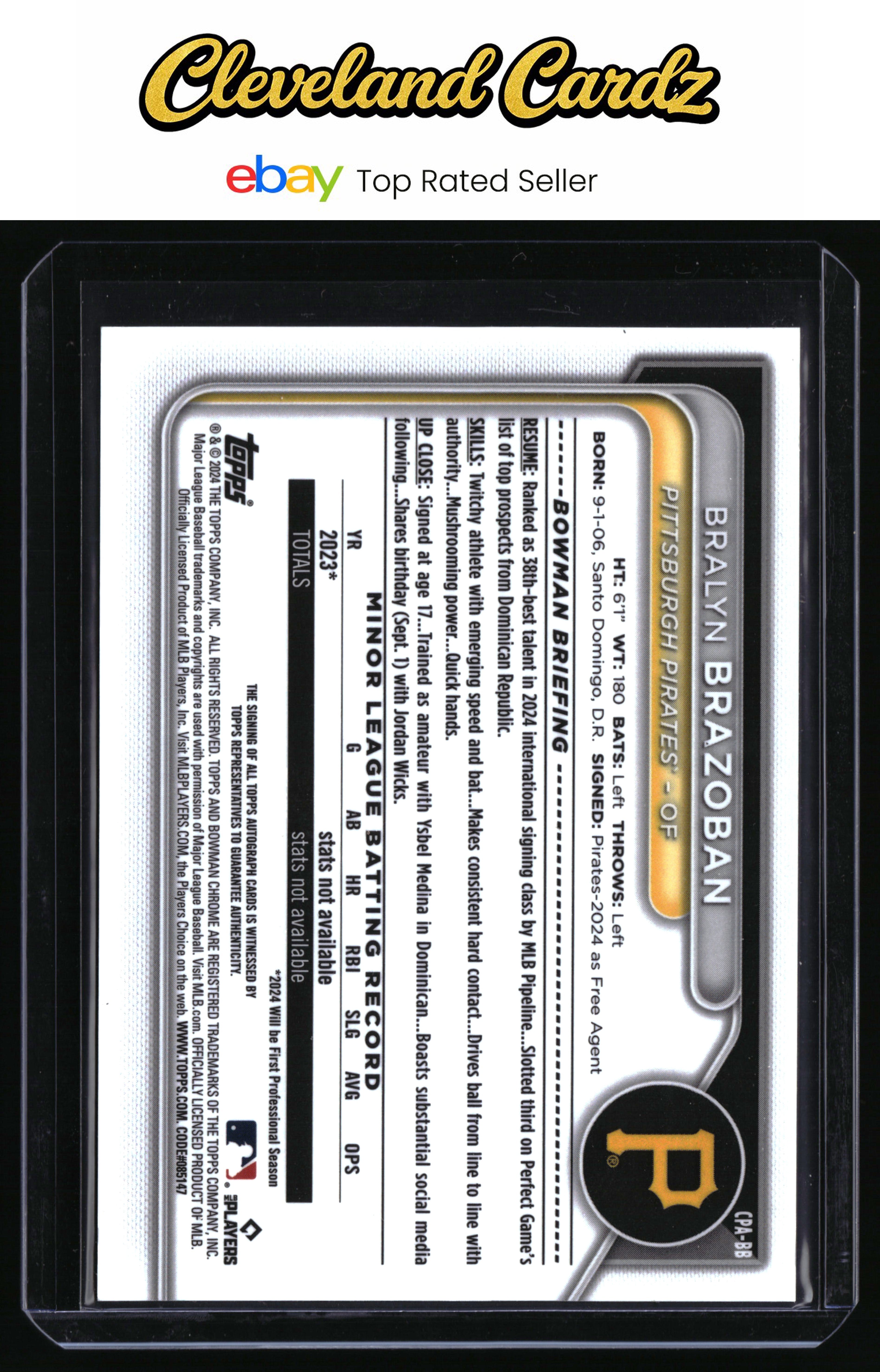 2024 Bowman Chrome #BCP-224 Bralyn Brazoban Prospects Yellow Refractors #/75