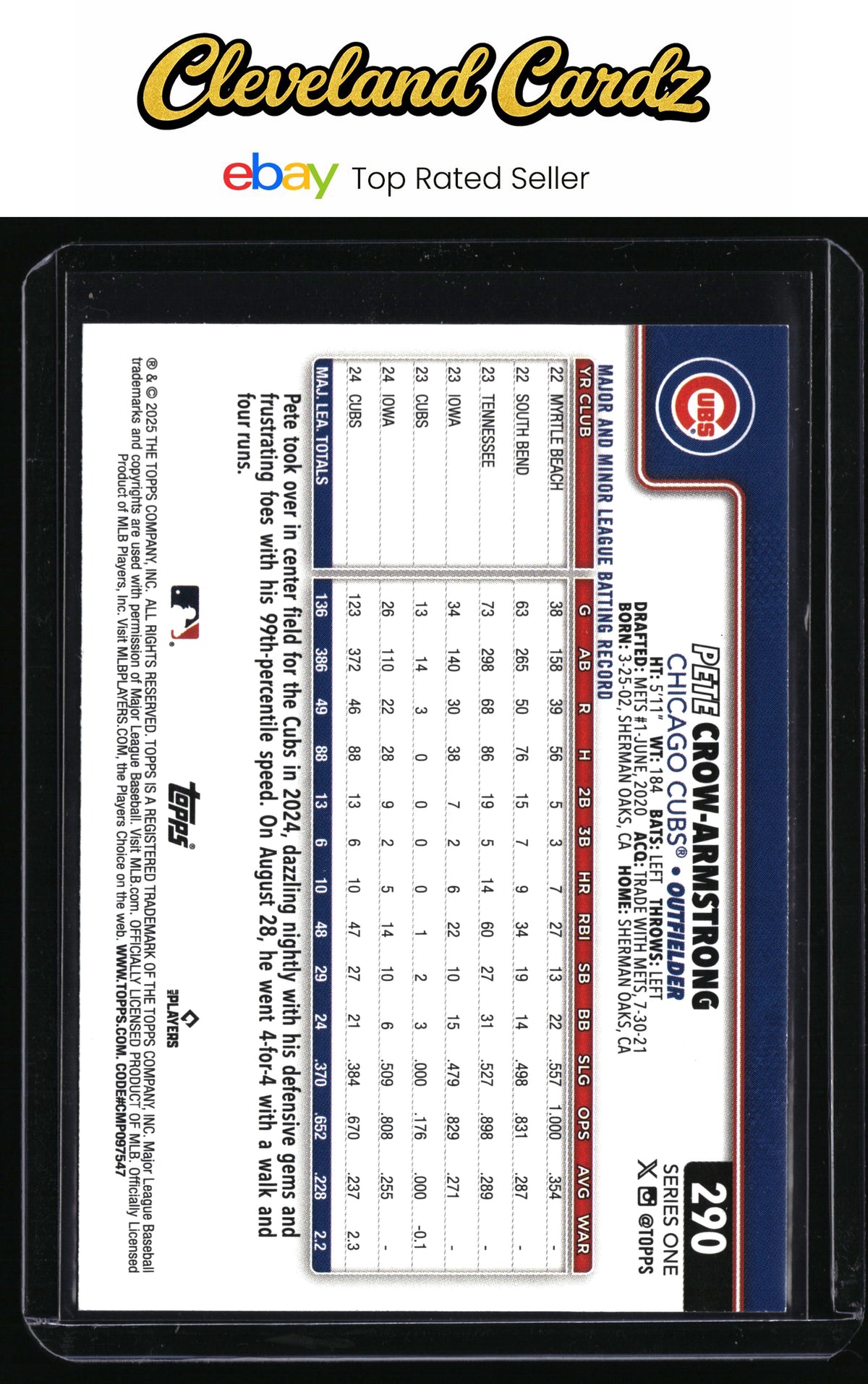 2025 Topps #290 Pete Crow-Armstrong Rainbow Foil