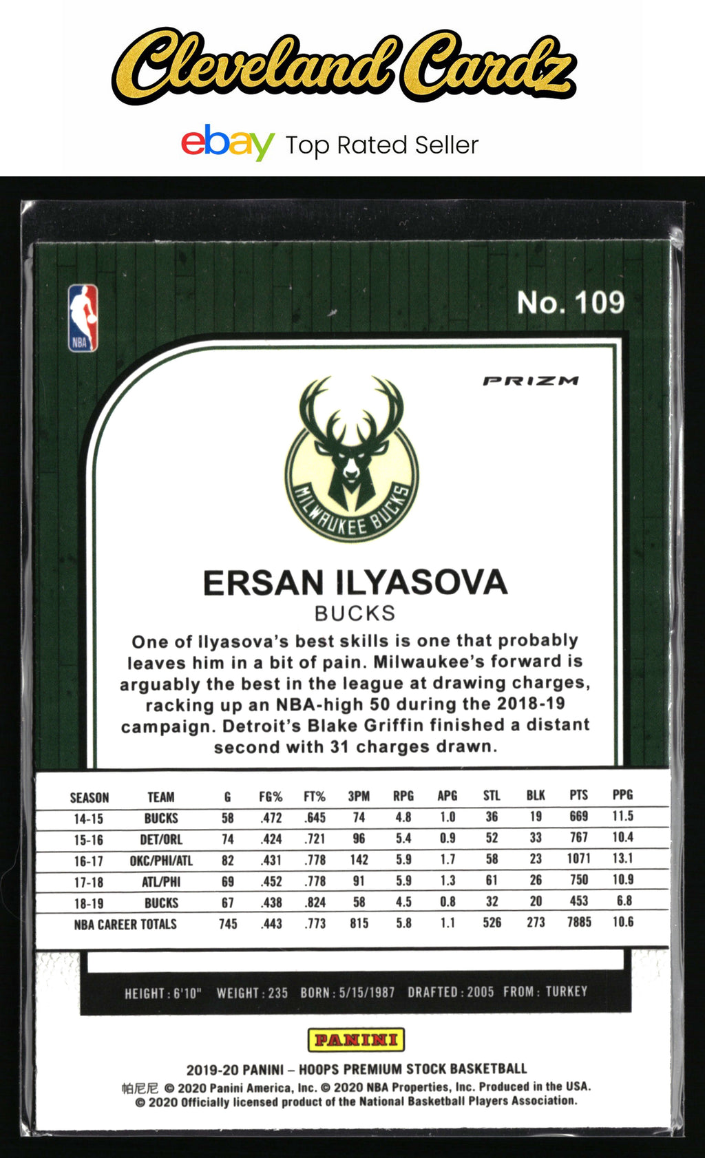 2019-20 Hoops Premium Stock #109 Ersan Ilyasova Prizms Silver Mojo