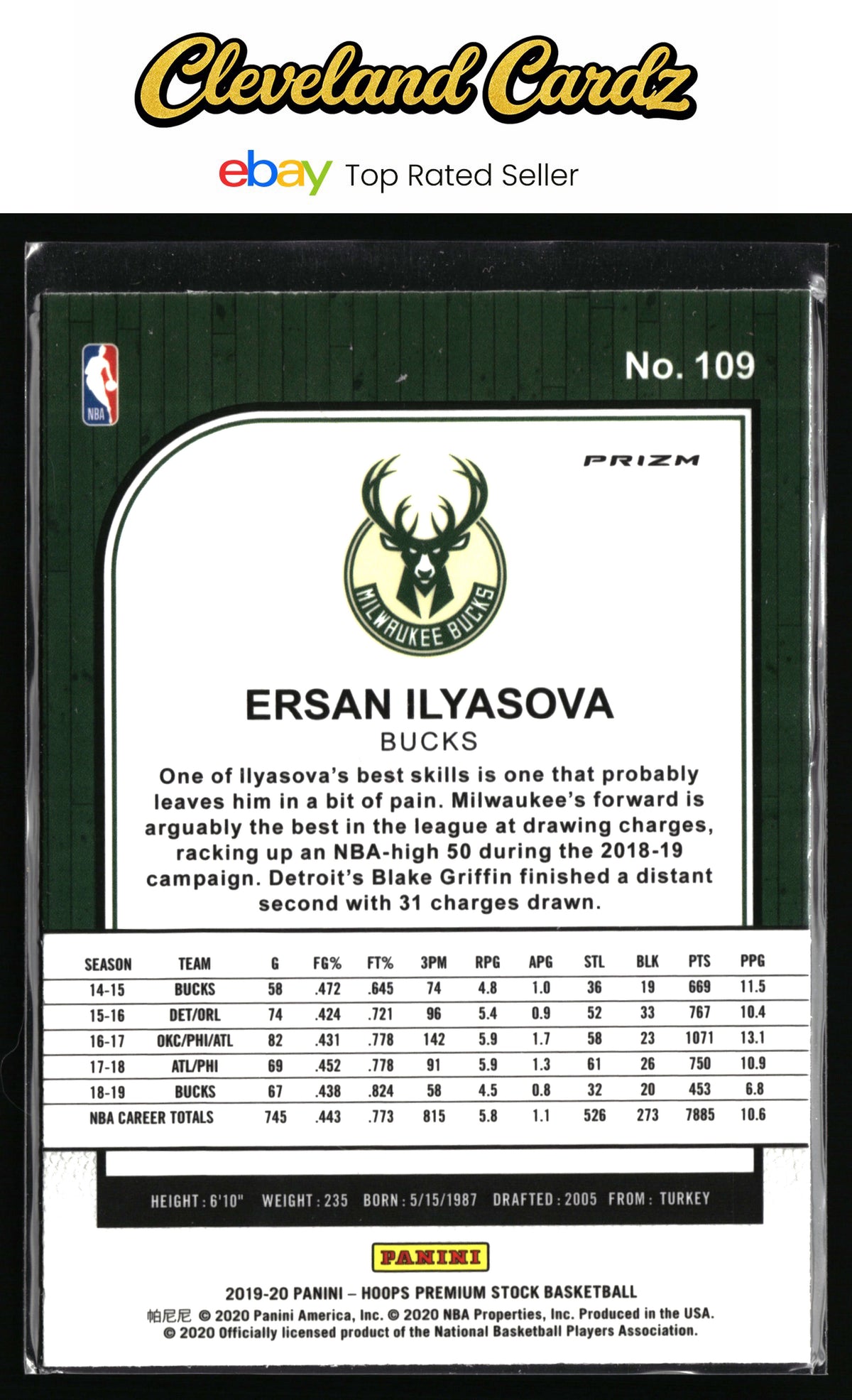 2019-20 Hoops Premium Stock #109 Ersan Ilyasova Prizms Silver Mojo
