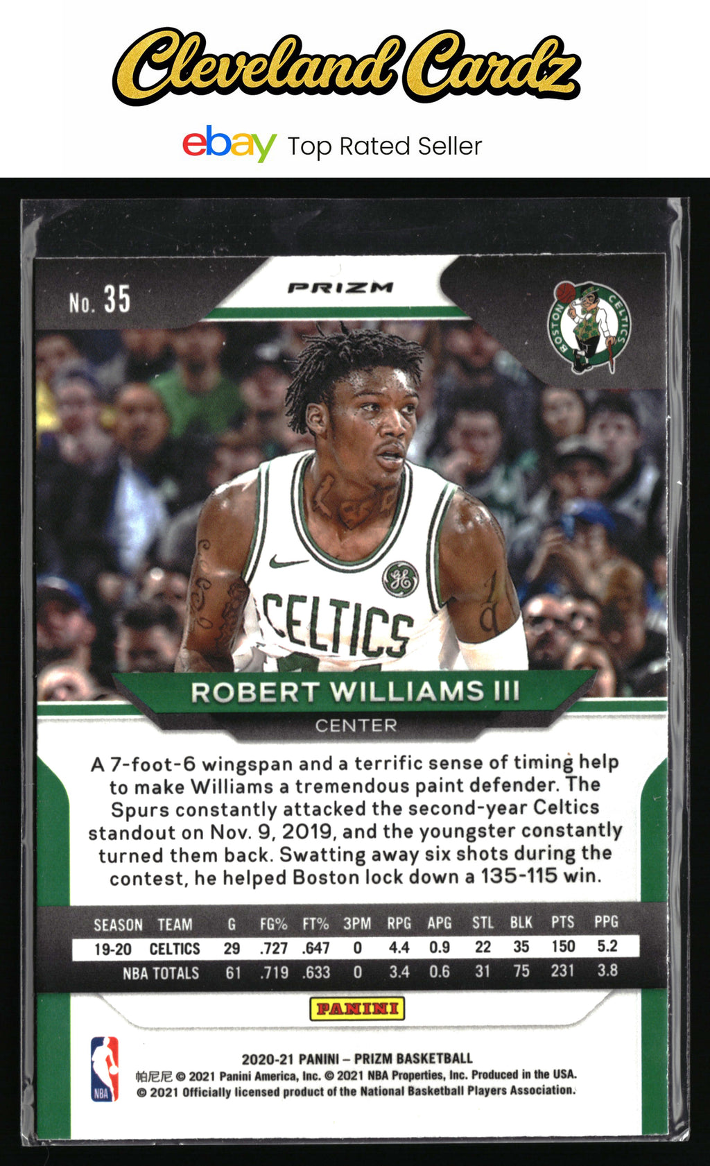 2020-21 Panini Prizm #35 Robert Williams III Hyper Prizm