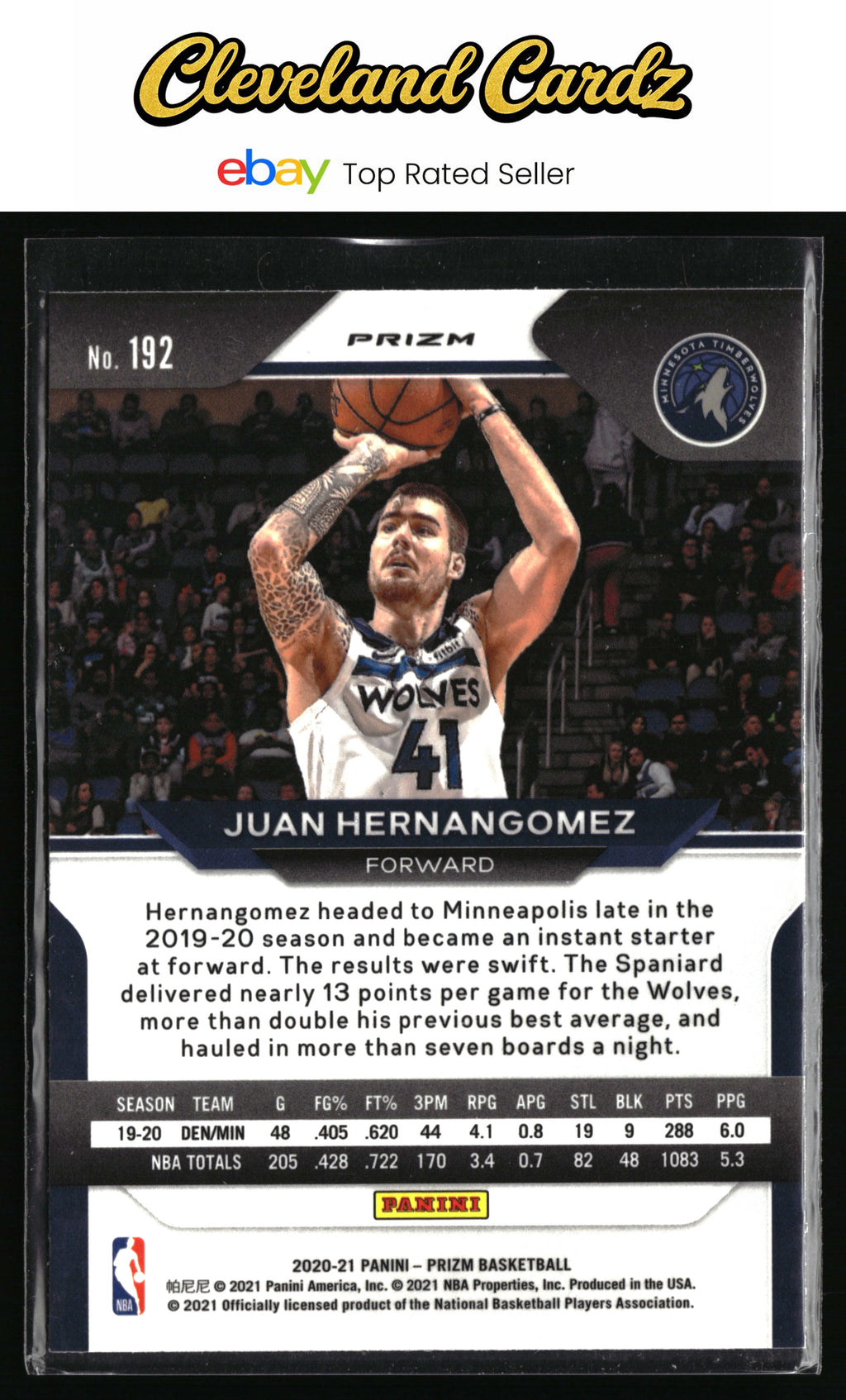 2020-21 Panini Prizm #192 Juancho Hernangomez Hyper Prizm