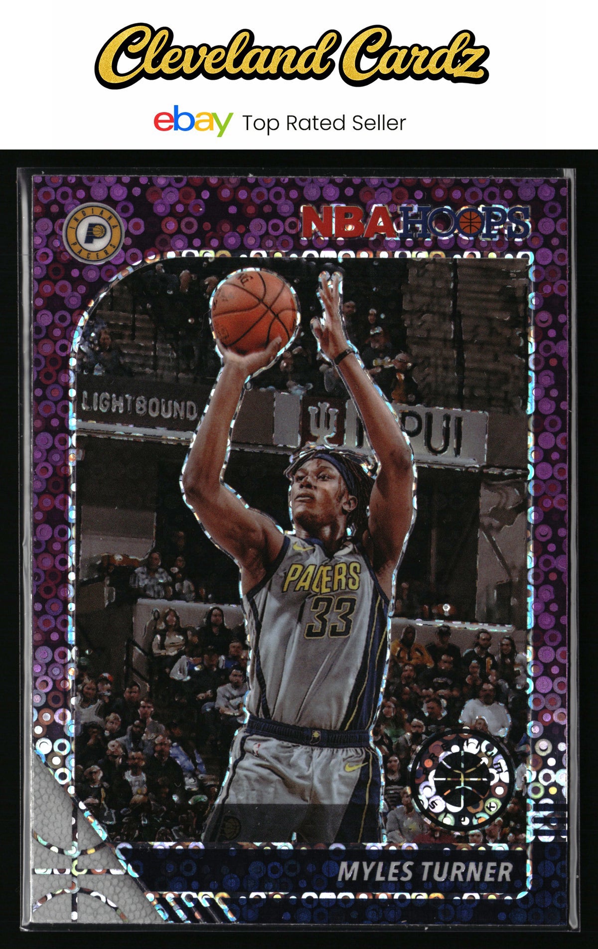 2019-20 Hoops Premium Stock #77 Myles Turner Prizms Purple Disco