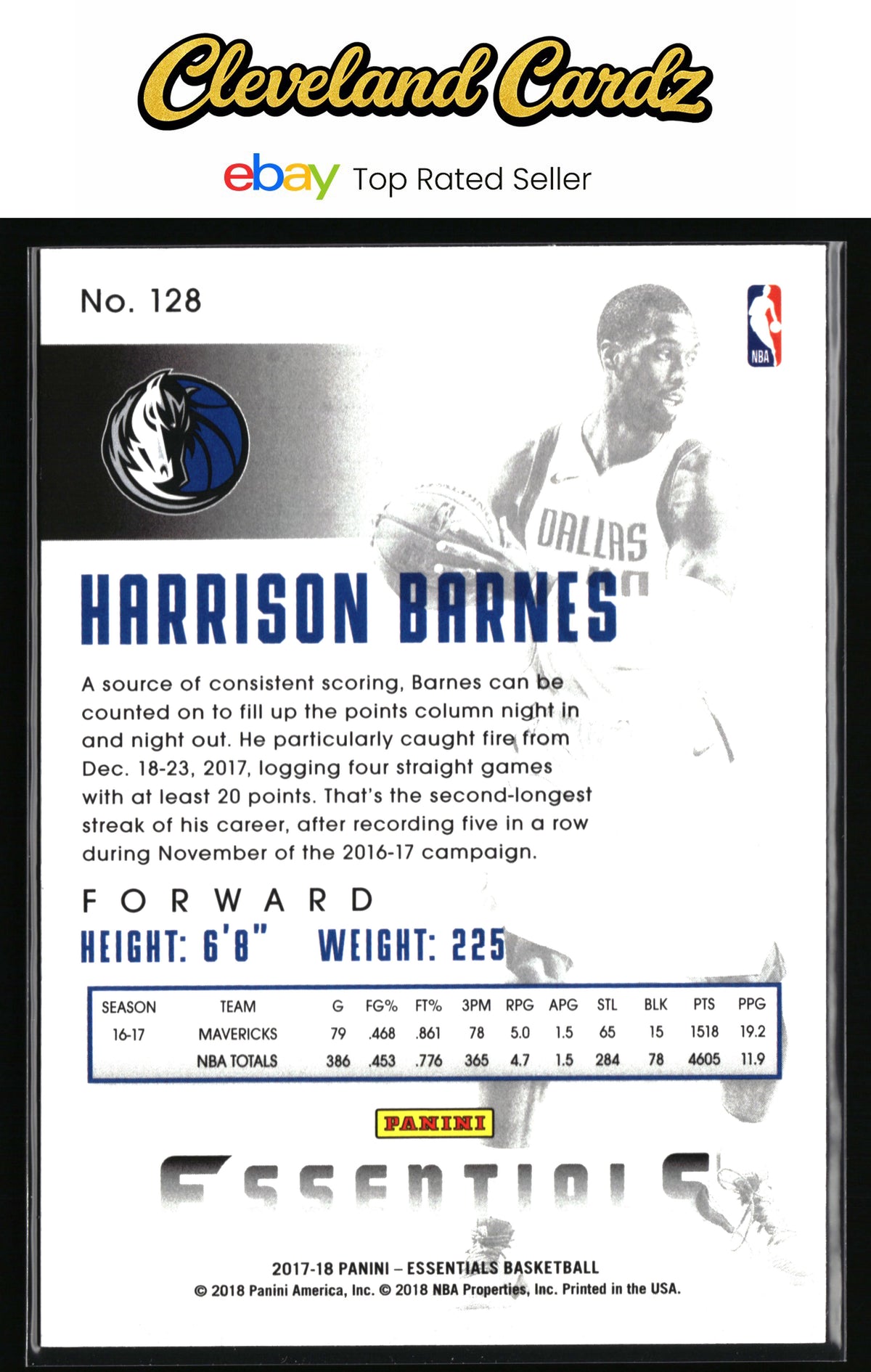 2017-18 Panini Essentials #128 Harrison Barnes