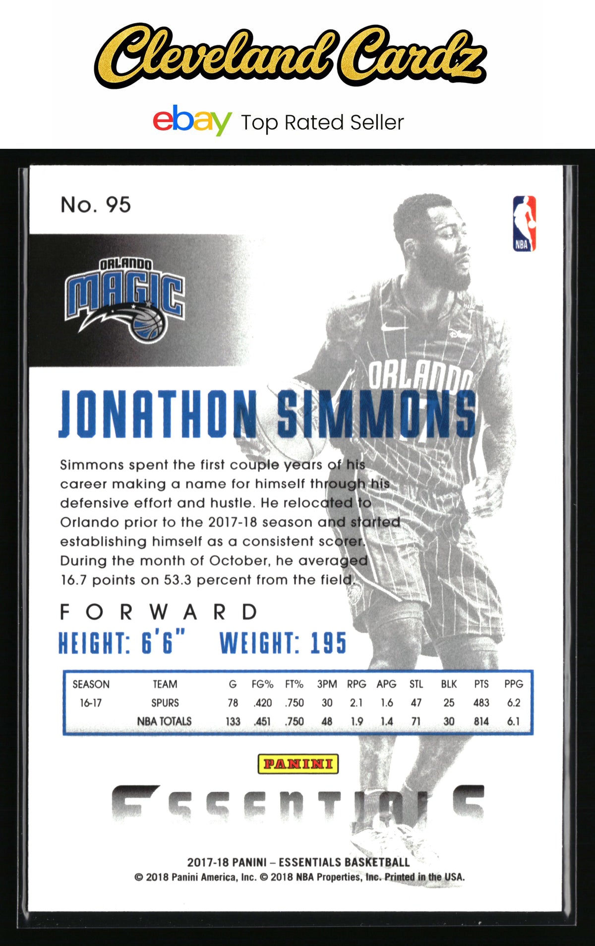 2017-18 Panini Essentials #95 Jonathon Simmons