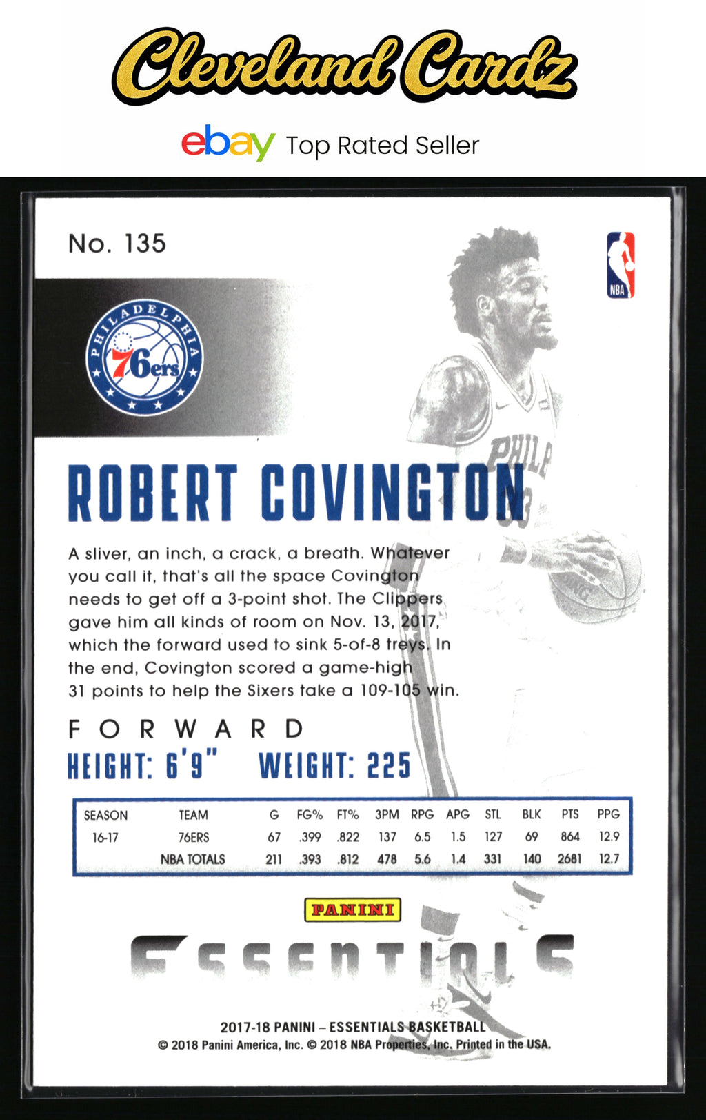 2017-18 Panini Essentials #135 Robert Covington