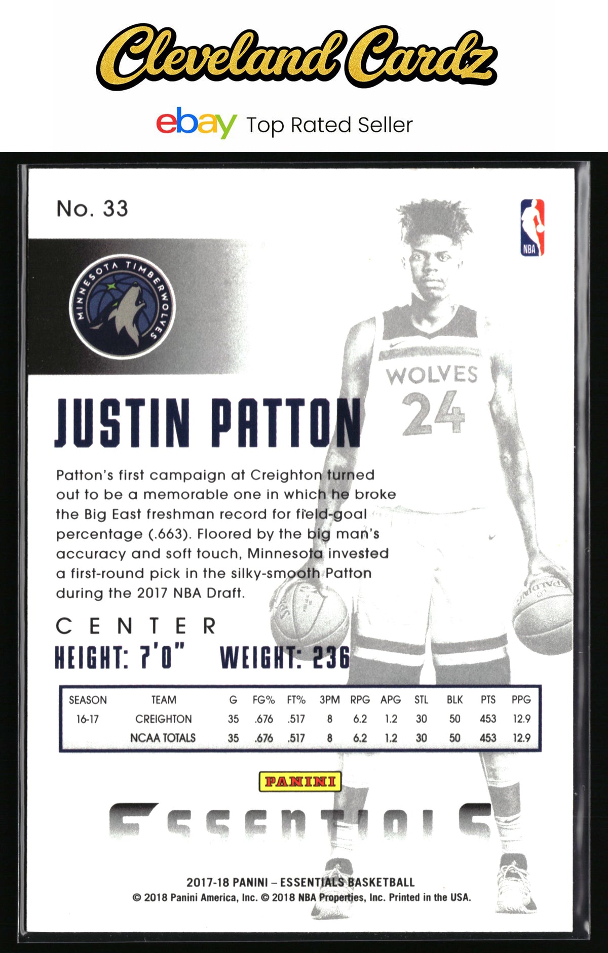 2017-18 Panini Essentials #33 Justin Patton