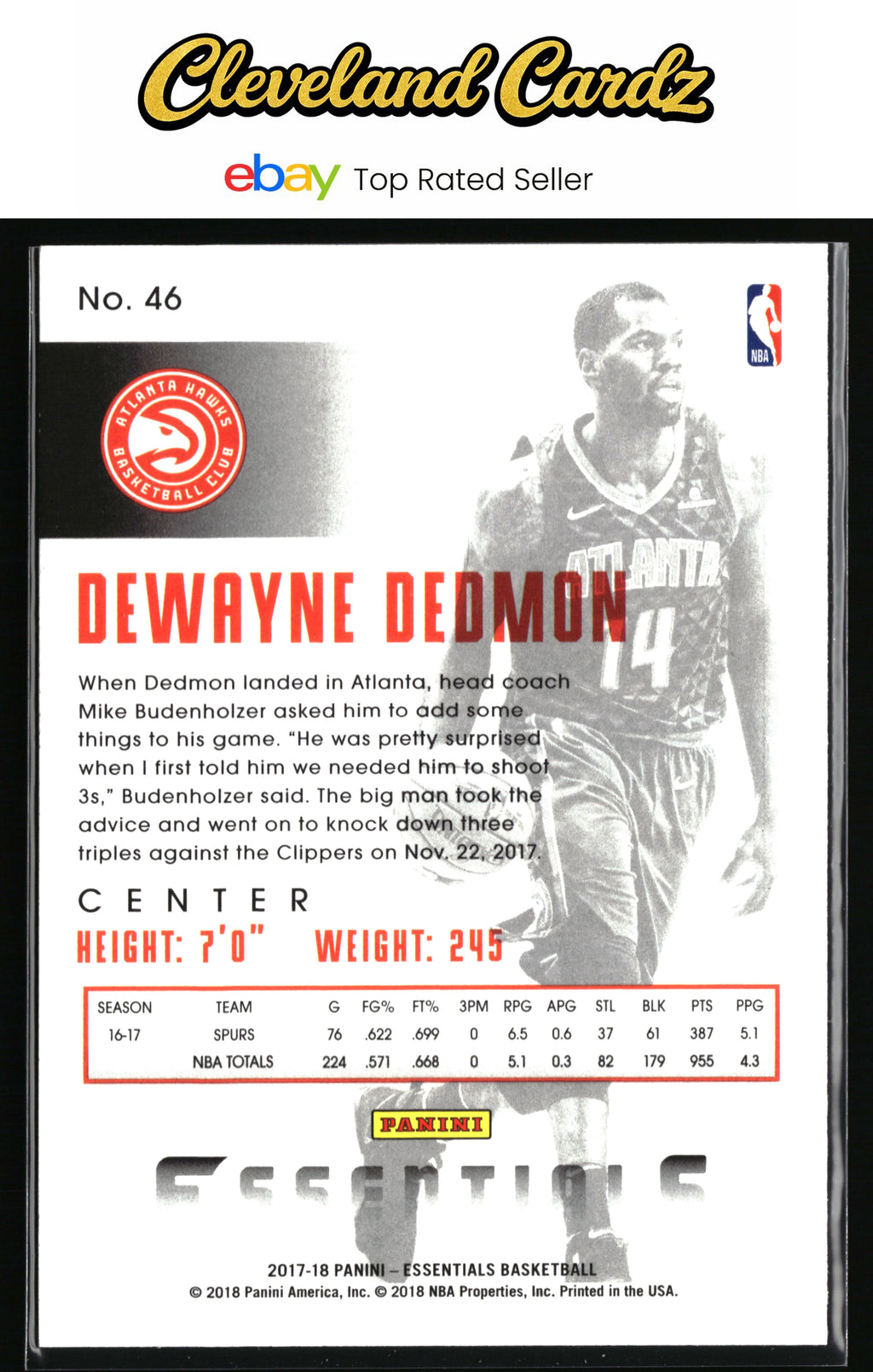 2017-18 Panini Essentials #46 Dewayne Dedmon