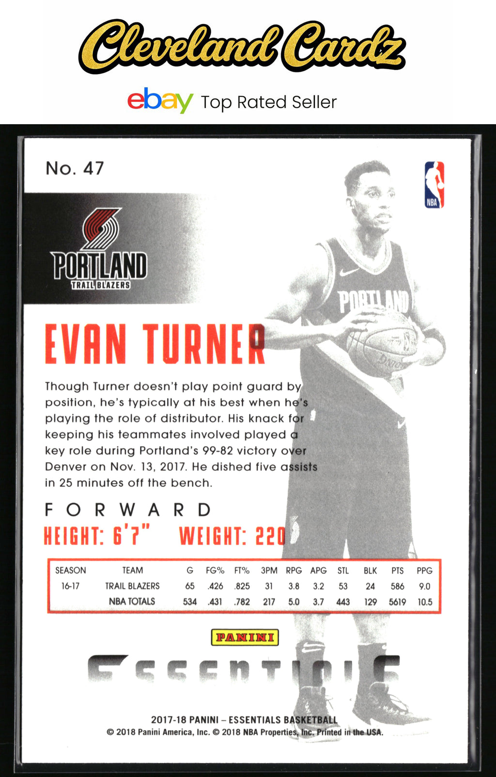 2017-18 Panini Essentials #47 Evan Turner