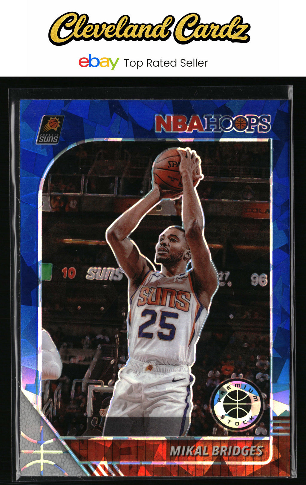 2019-20 Hoops Premium Stock #153 Mikal Bridges Prizms Blue Cracked Ice