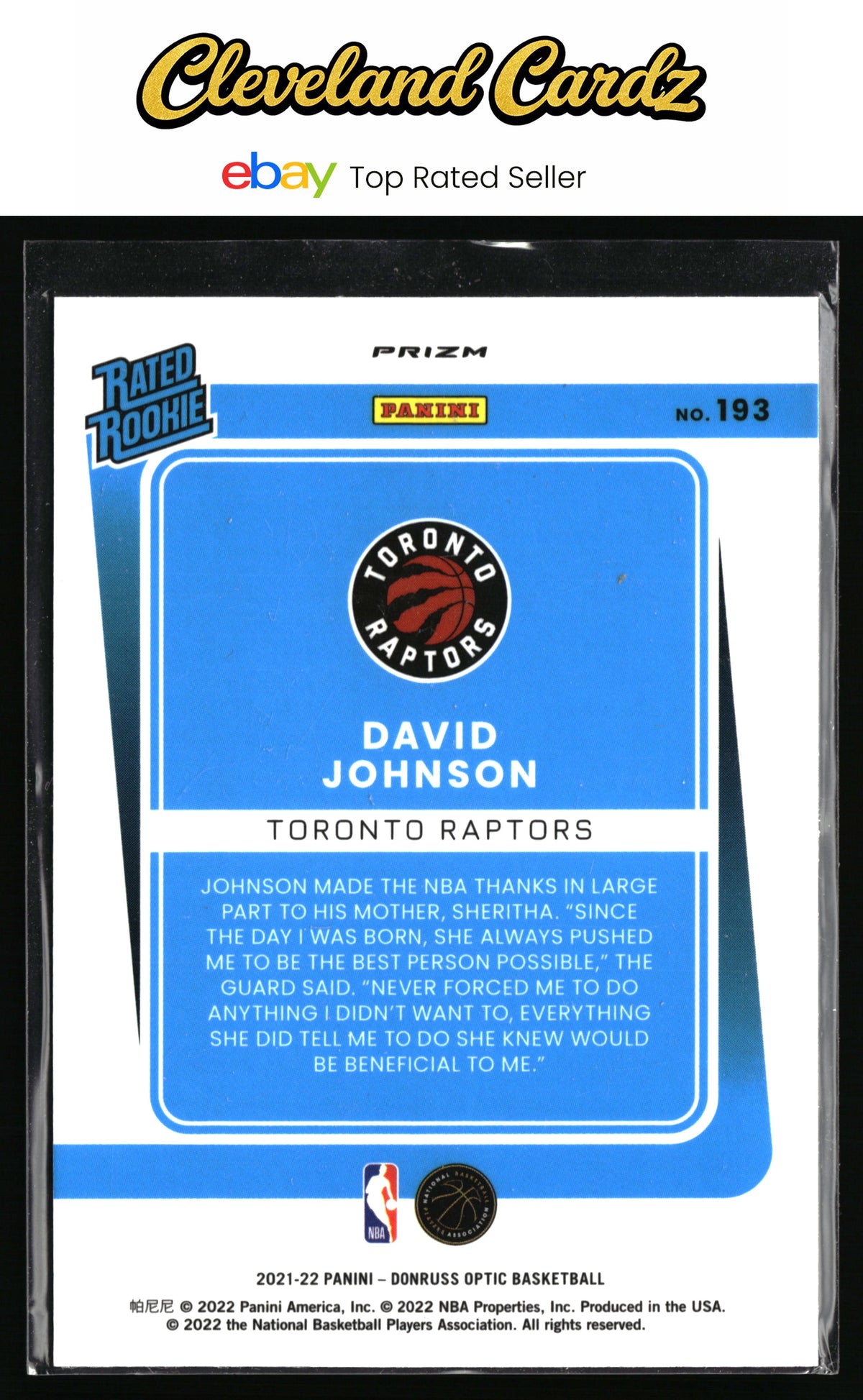 2021-22 Donruss Optic #193 David Johnson Blue Velocity