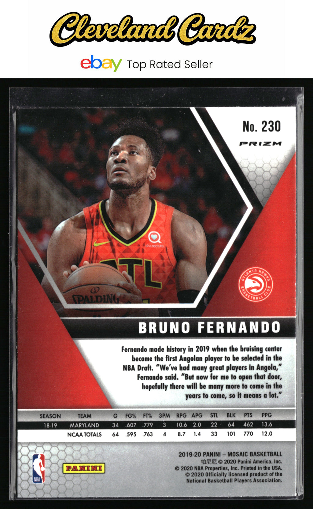 2019-20 Panini Mosaic #230 Bruno Fernando Reactive Orange