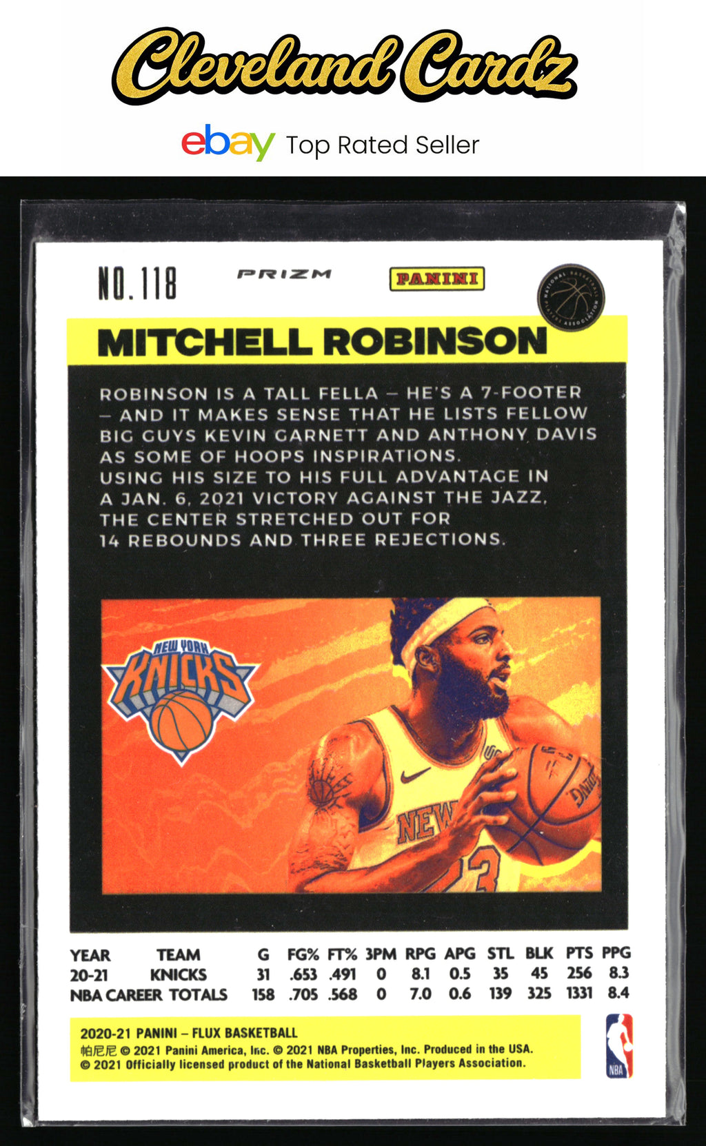 2020-21 Panini Flux #118 Mitchell Robinson Blue Cracked Ice