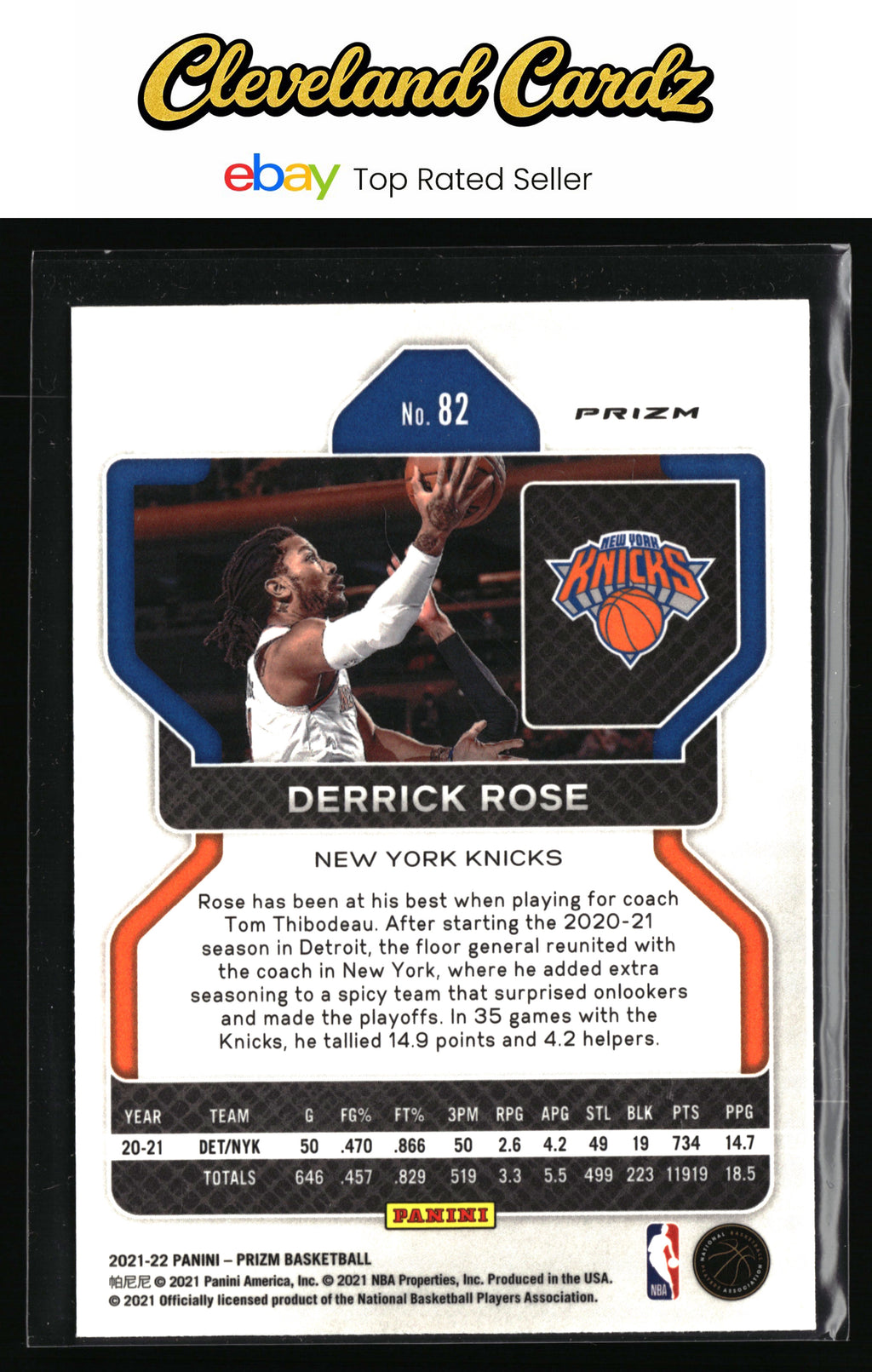 2021-22 Panini Prizm #82 Derrick Rose Fast Break
