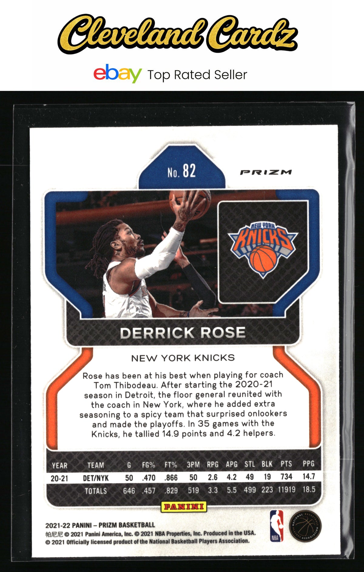 2021-22 Panini Prizm #82 Derrick Rose Fast Break
