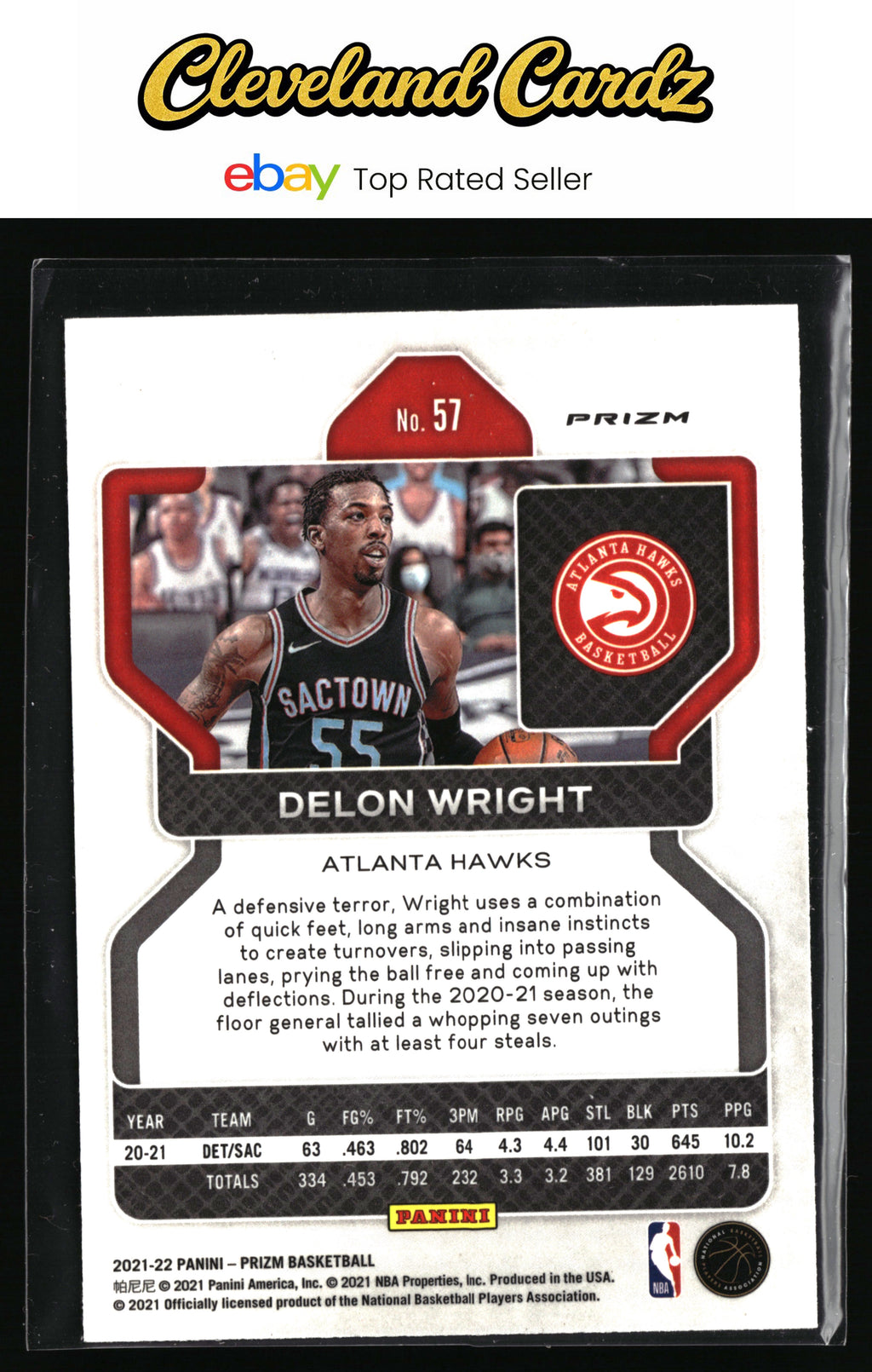 2021-22 Panini Prizm #57 Delon Wright Ruby Wave