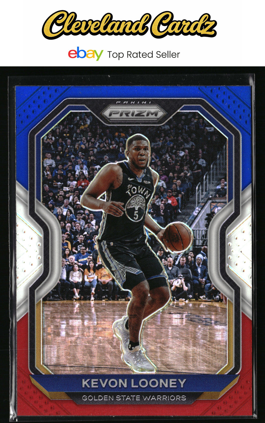 2020-21 Panini Prizm #34 Kevon Looney Red, White and Blue Prizms